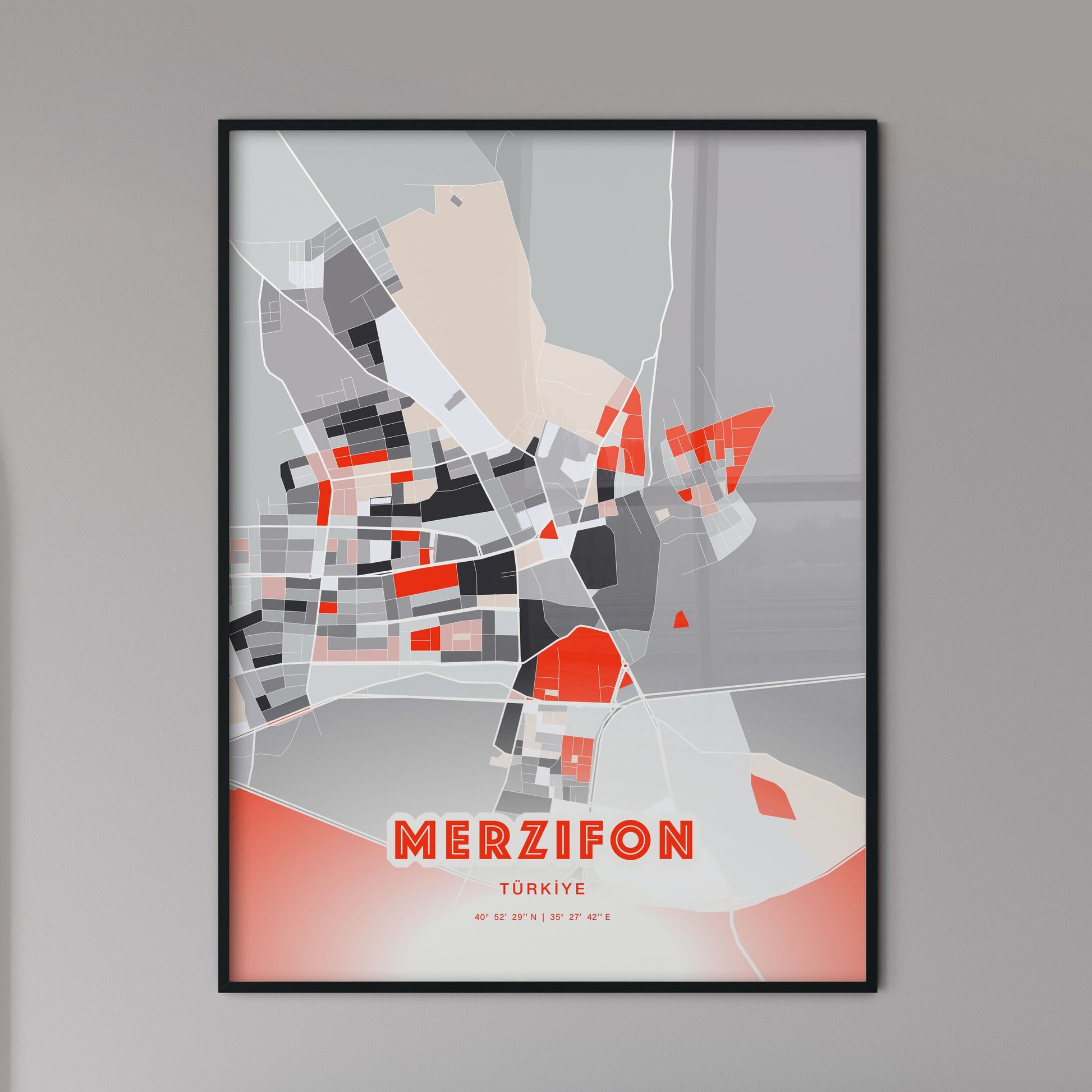 Colorful MERZIFON TURKEY Fine Art Map Modern