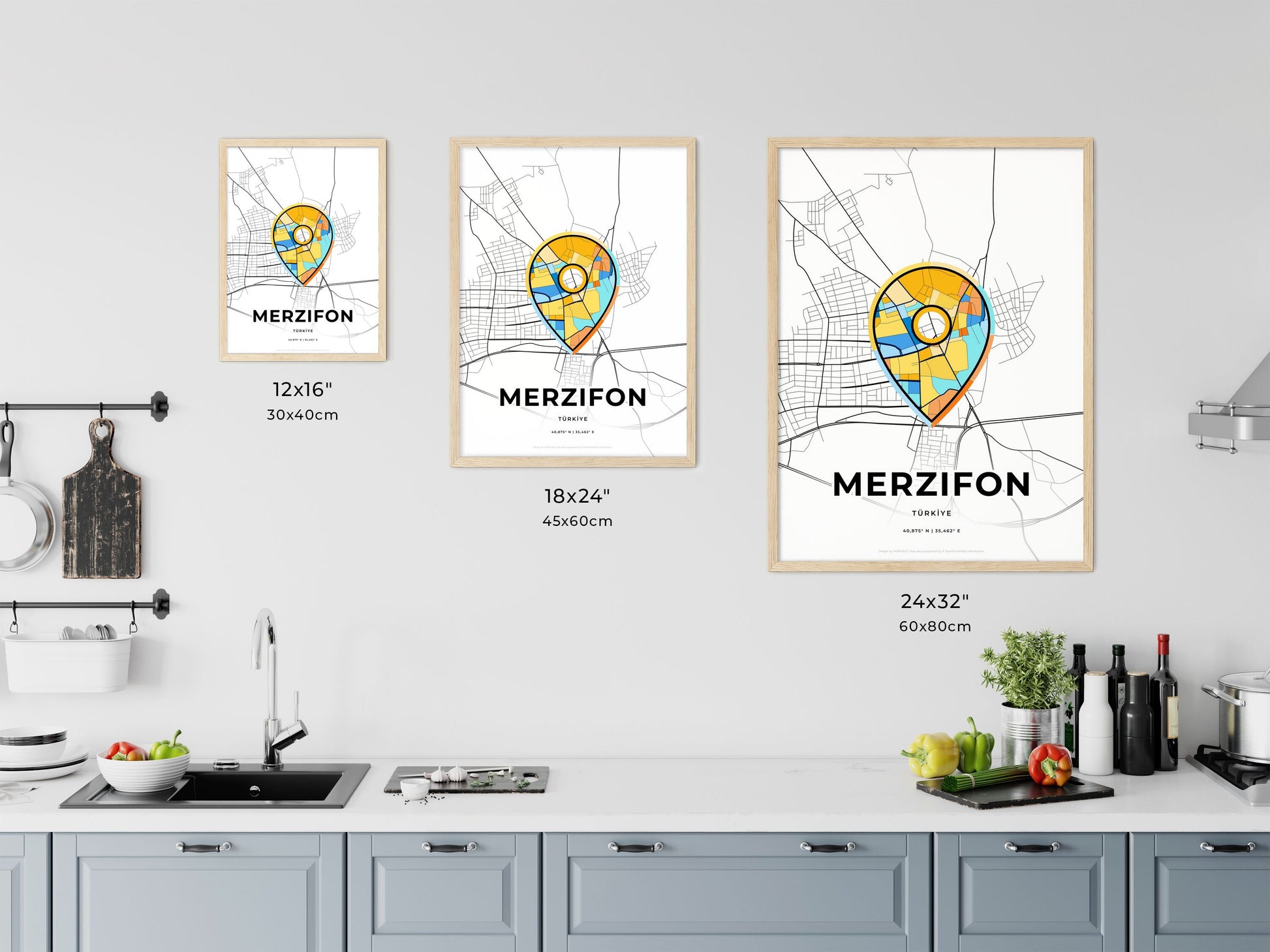 Merzifon Turkey art map size chart