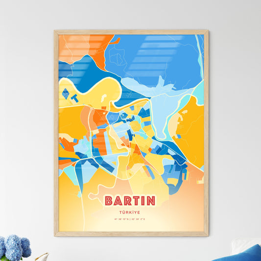 Colorful BARTIN TURKEY Fine Art Map Blue Orange