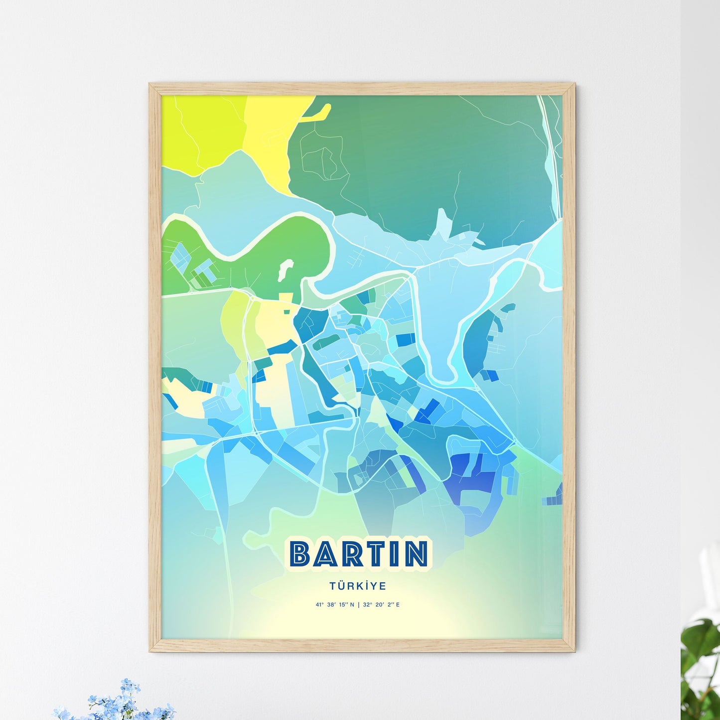 Colorful BARTIN TURKEY Fine Art Map Cool Blue