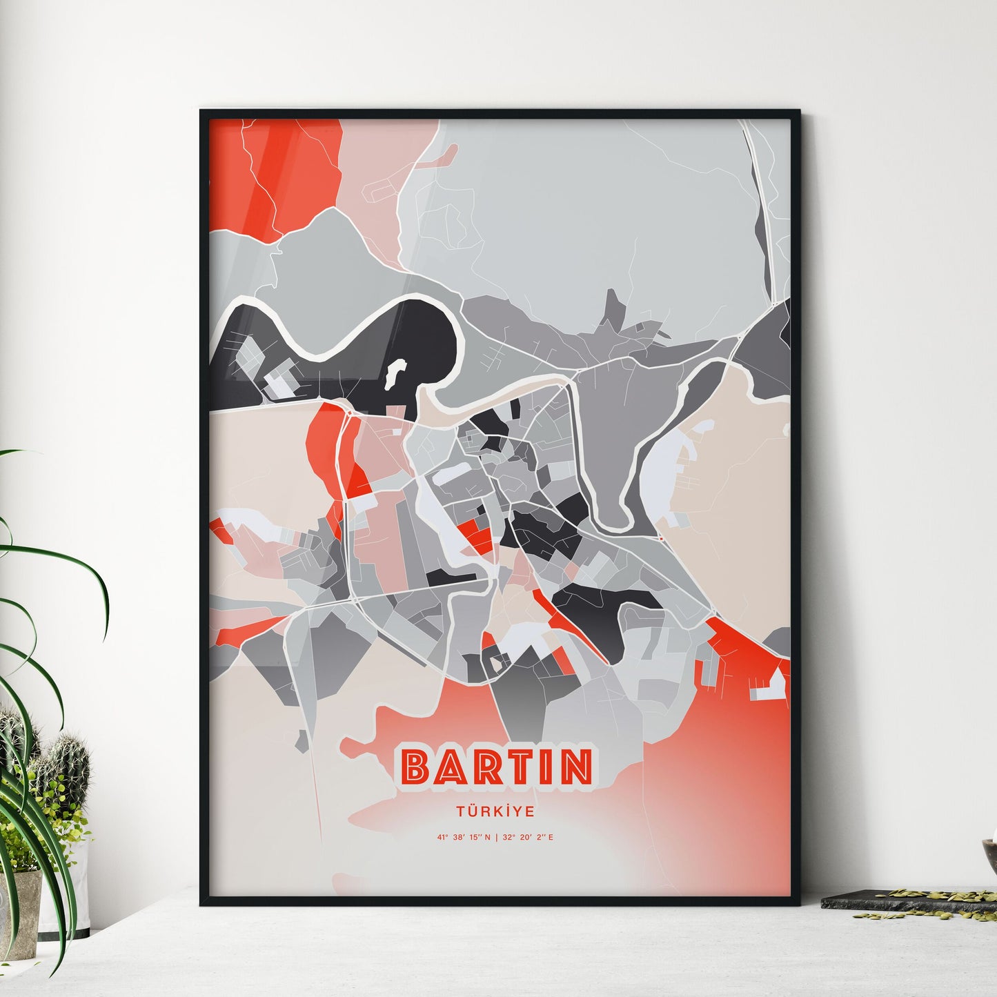 Colorful BARTIN TURKEY Fine Art Map Modern