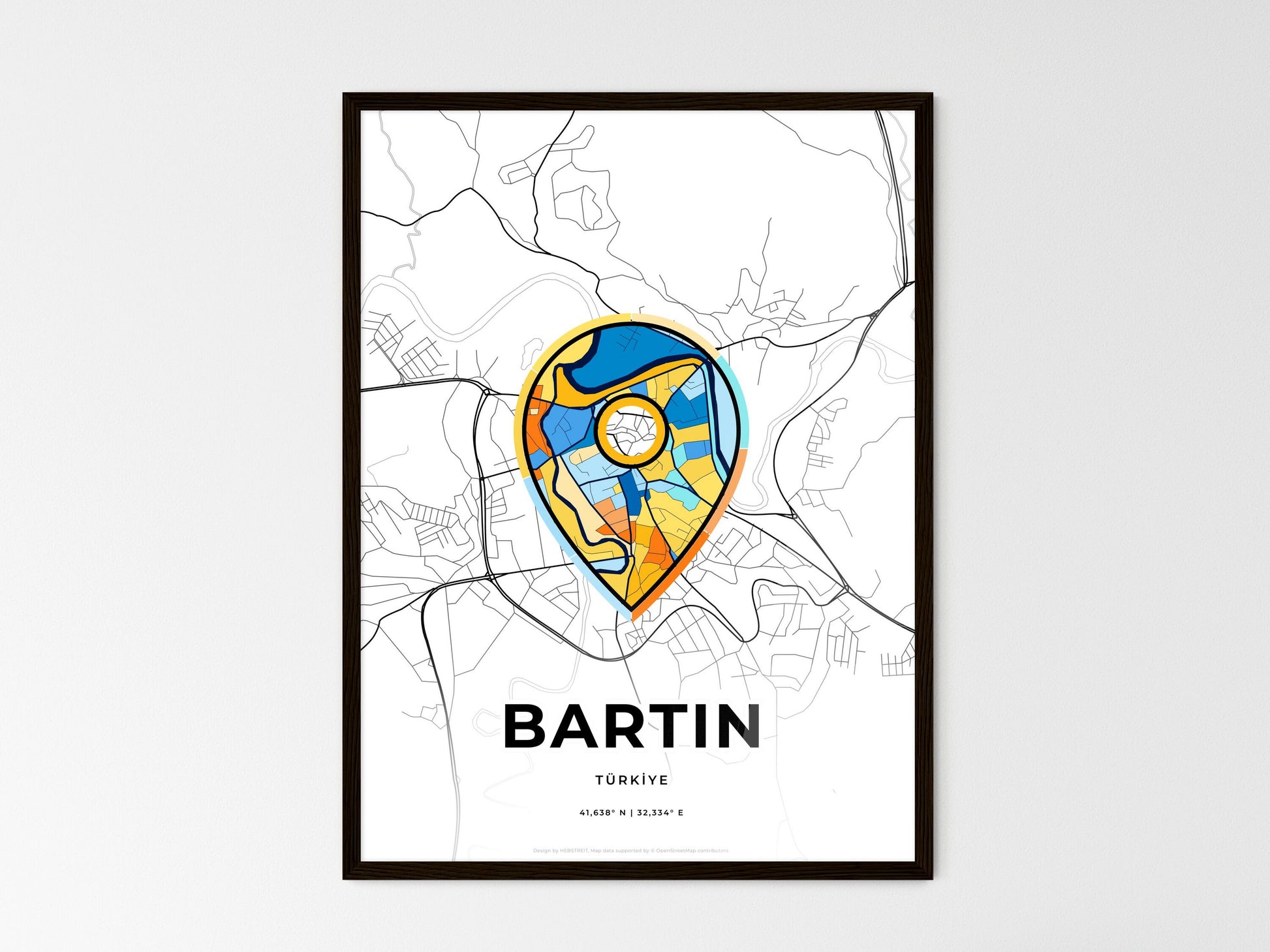 Bartin Turkey wedding art map with pointer icon
