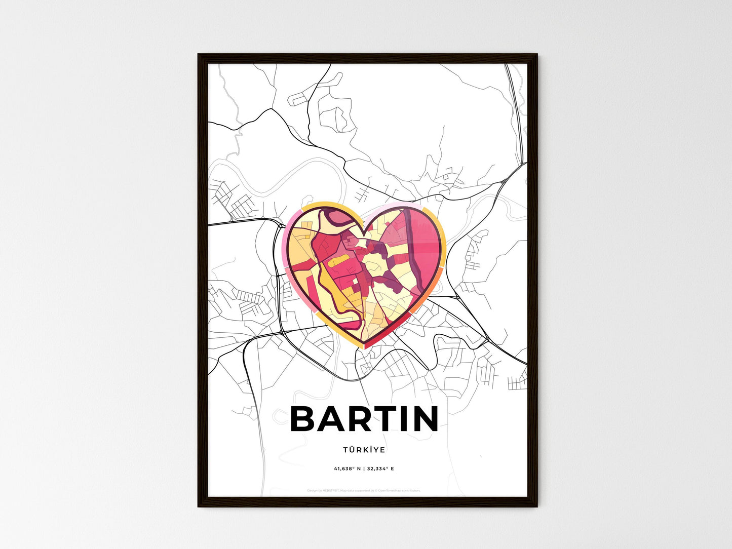 Bartin Turkey wedding art map with heart icon