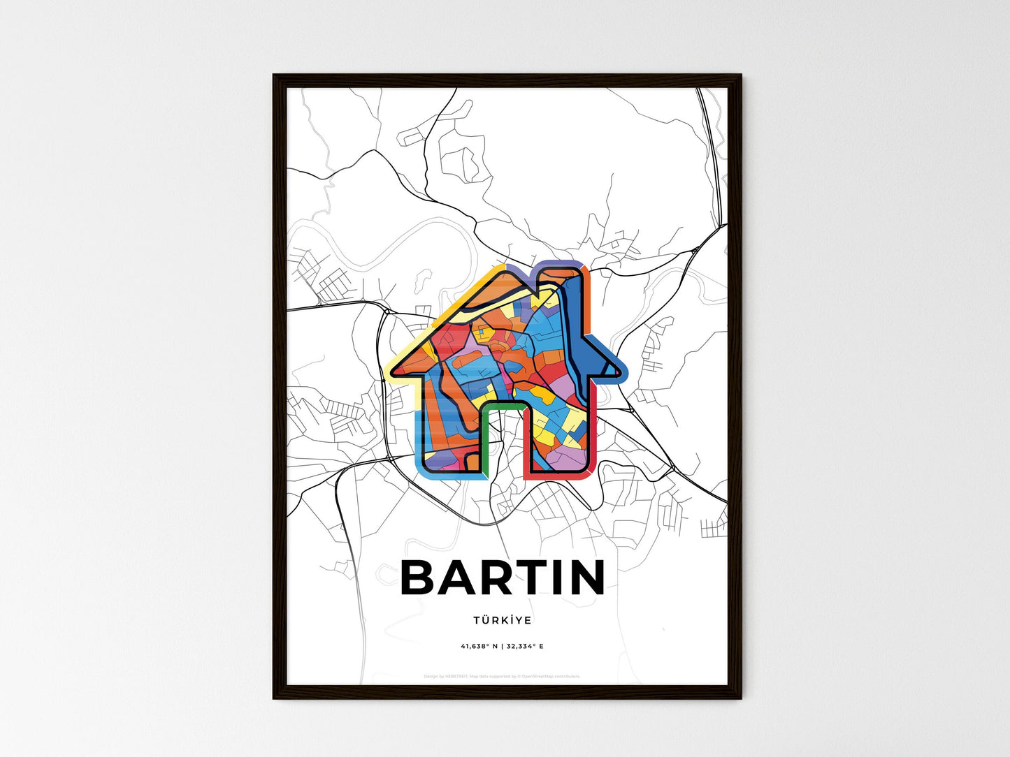 Bartin Turkey wedding art map with home icon