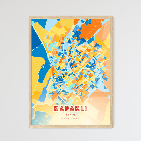 Colorful KAPAKLI TURKEY Fine Art Map Blue Orange