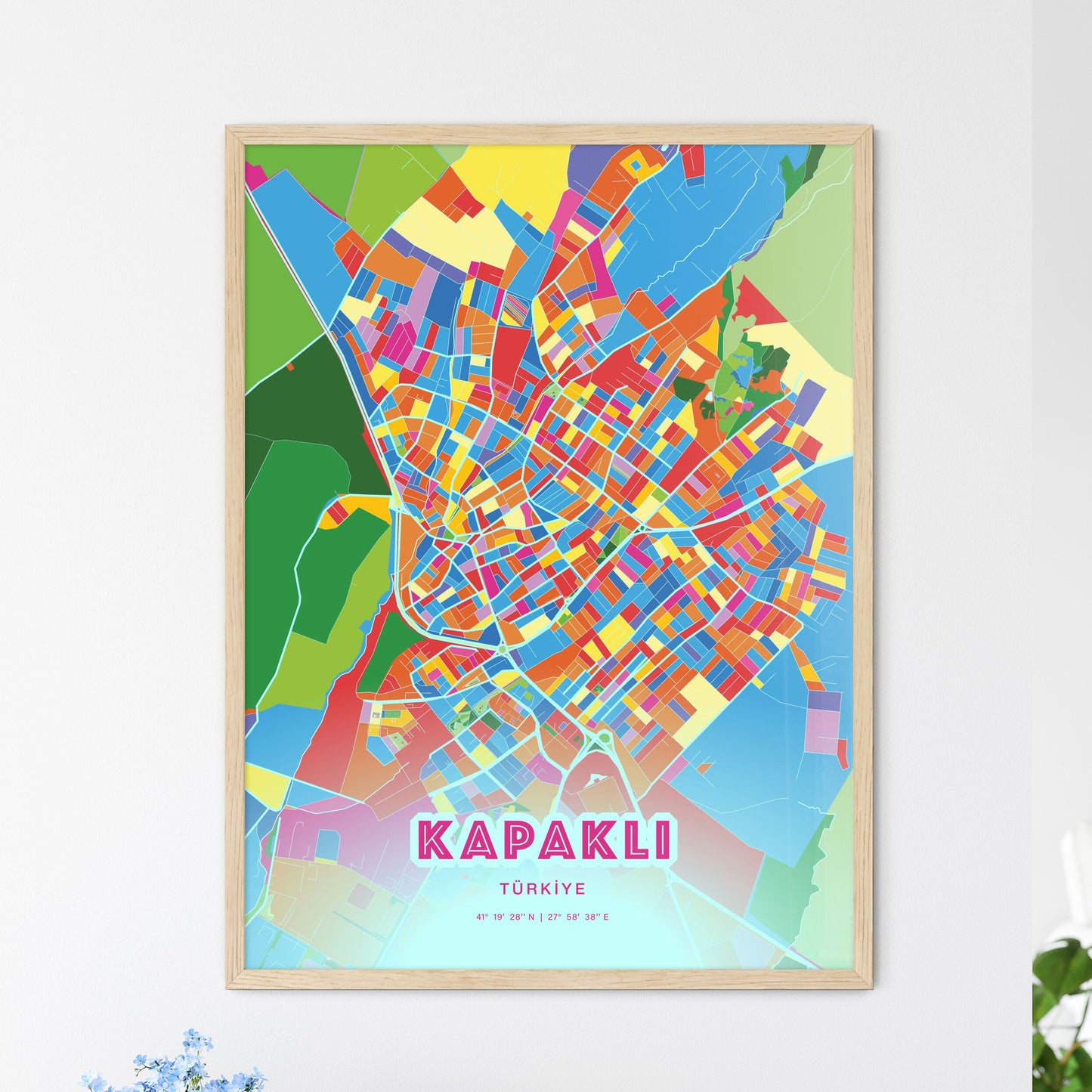 Colorful KAPAKLI TURKEY Fine Art Map Crazy Colors