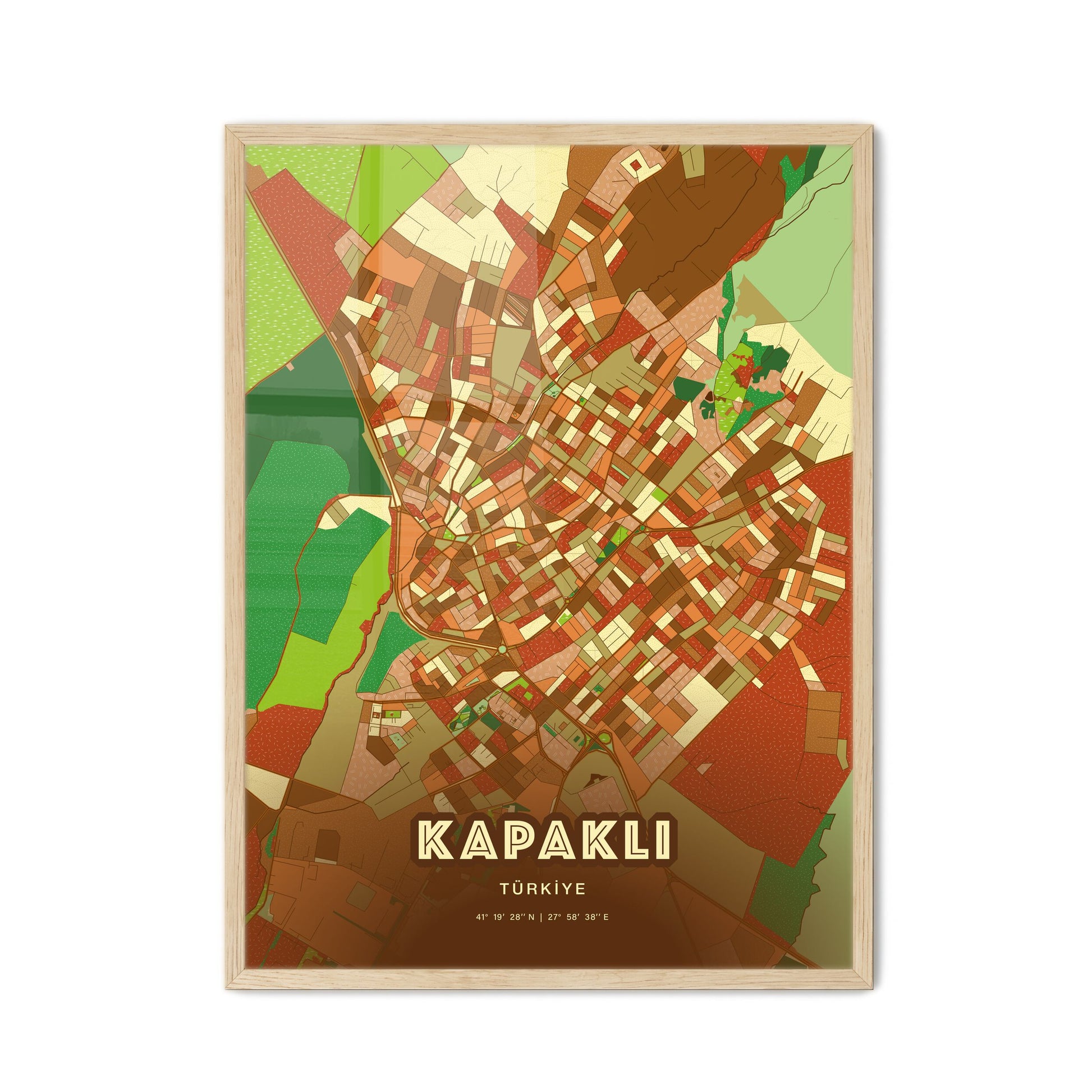 Colorful KAPAKLI TURKEY Fine Art Map Farmhouse