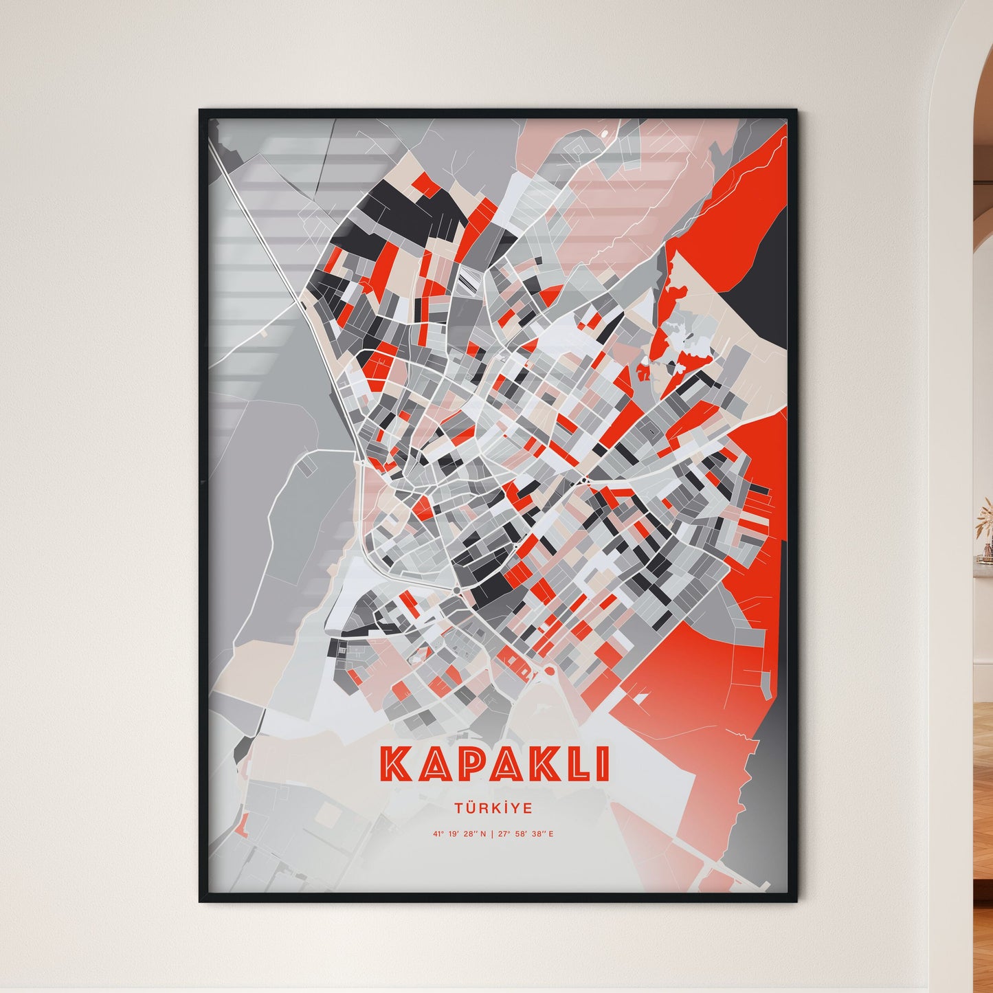 Colorful KAPAKLI TURKEY Fine Art Map Modern