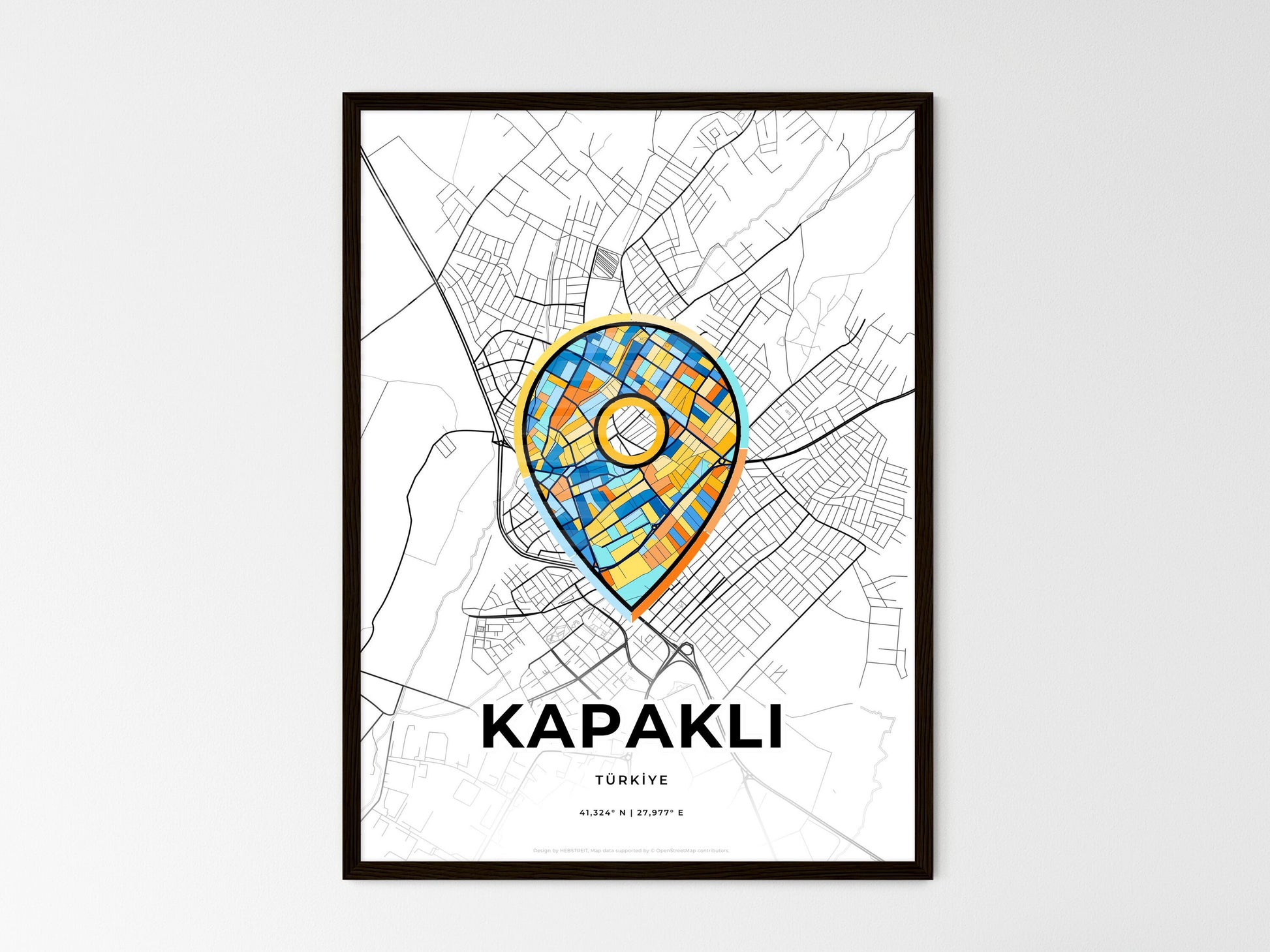 Kapakli Turkey wedding art map with pointer icon