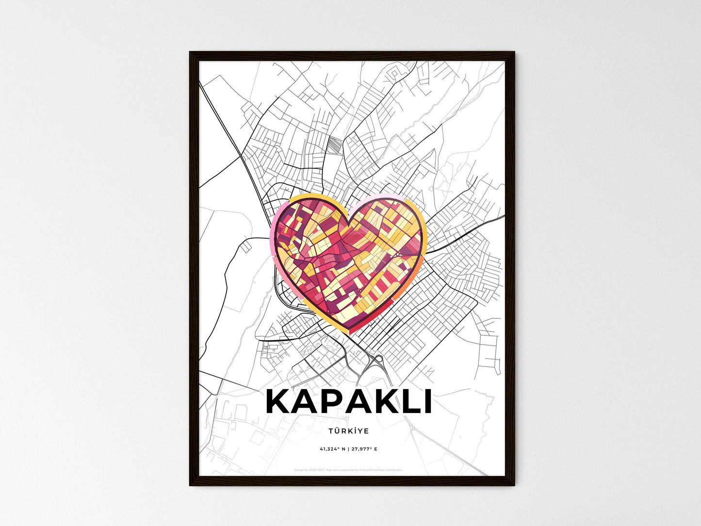 Kapakli Turkey wedding art map with heart icon