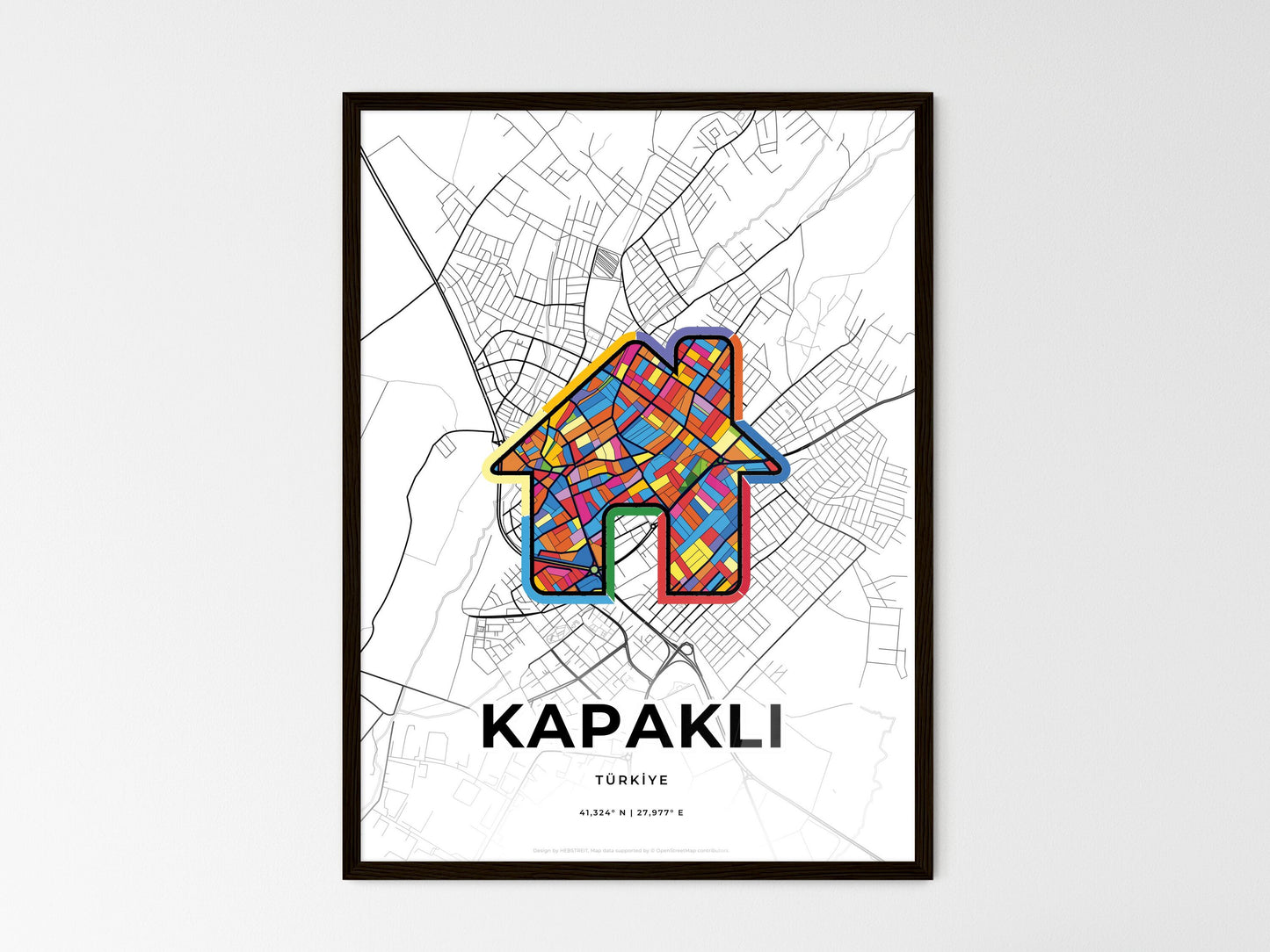 Kapakli Turkey wedding art map with home icon