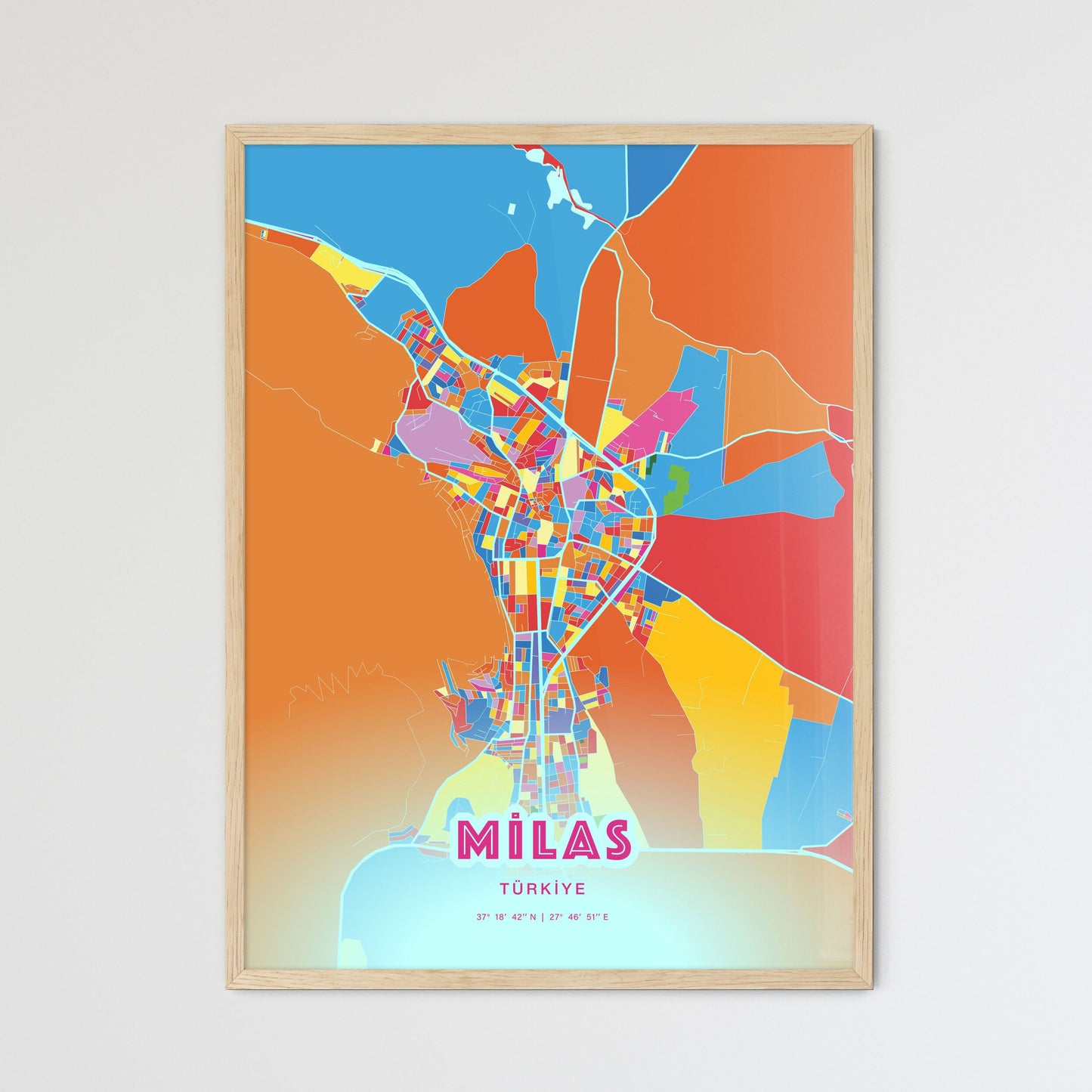 Colorful MILAS TURKEY Fine Art Map Crazy Colors