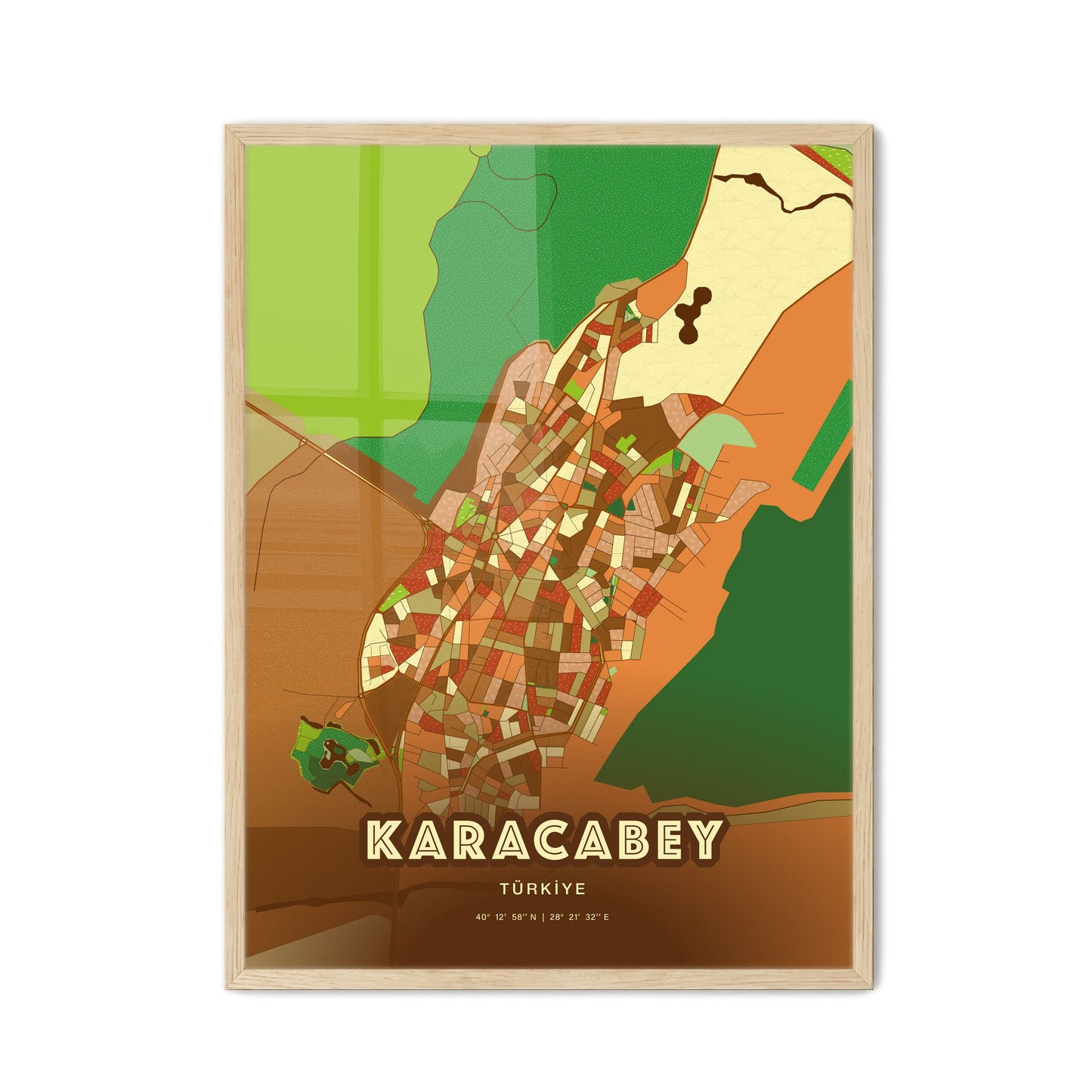 Colorful KARACABEY TURKEY Fine Art Map Farmhouse