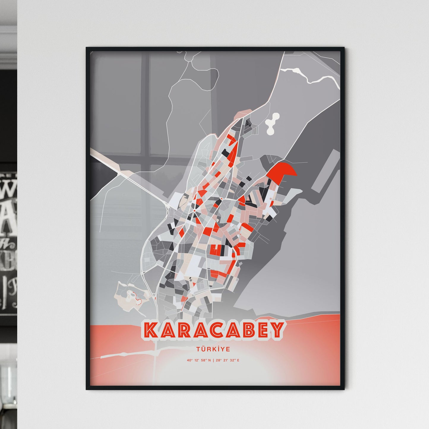 Colorful KARACABEY TURKEY Fine Art Map Modern