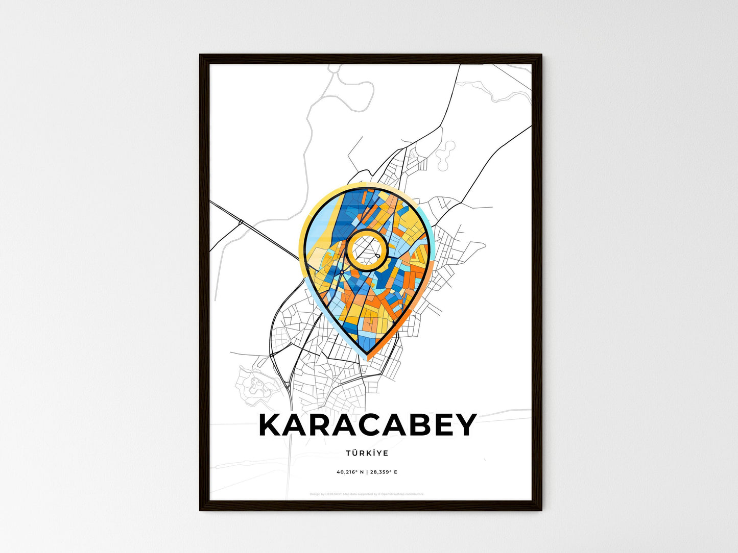 Karacabey Turkey wedding art map with pointer icon
