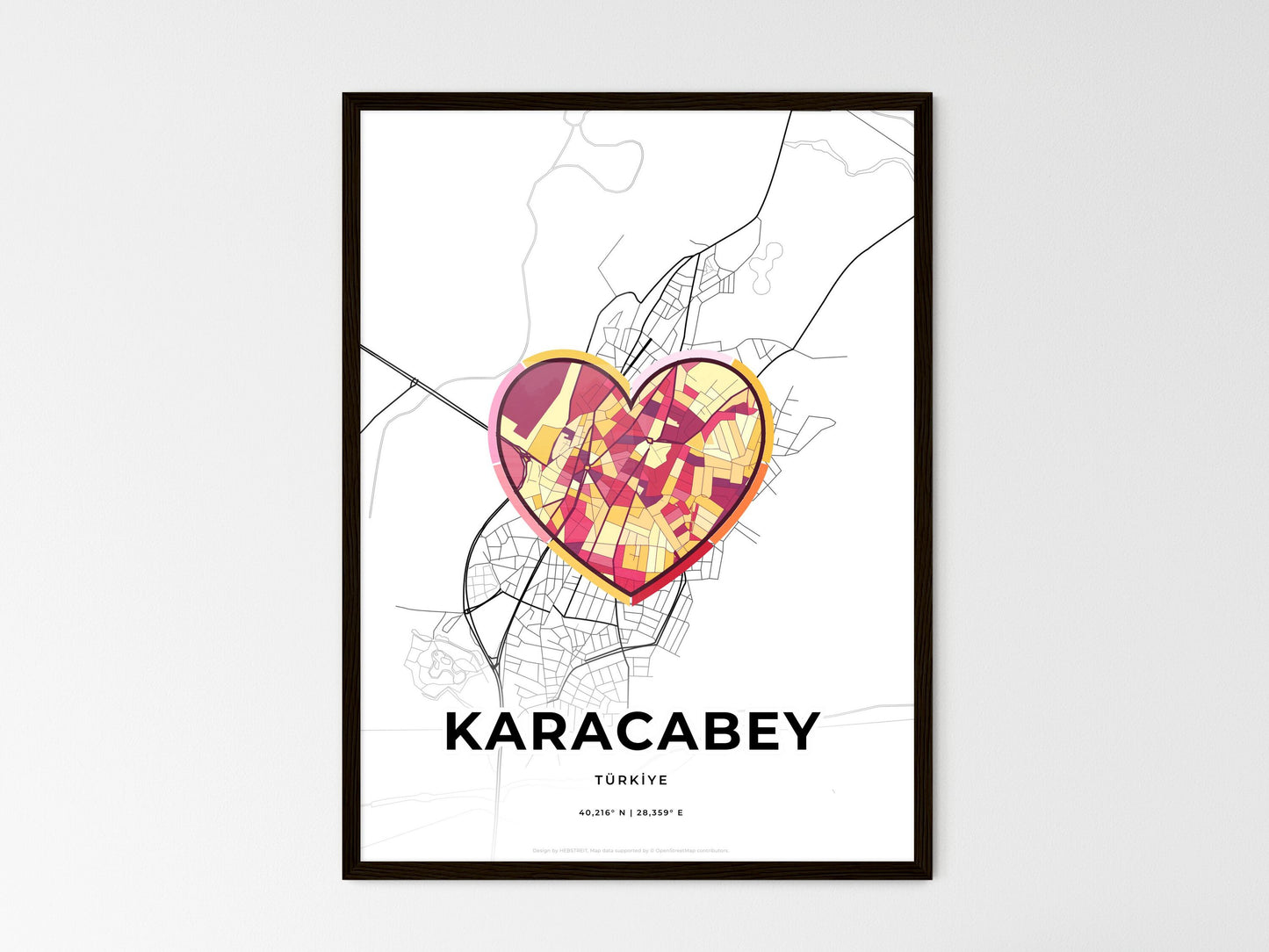 Karacabey Turkey wedding art map with heart icon