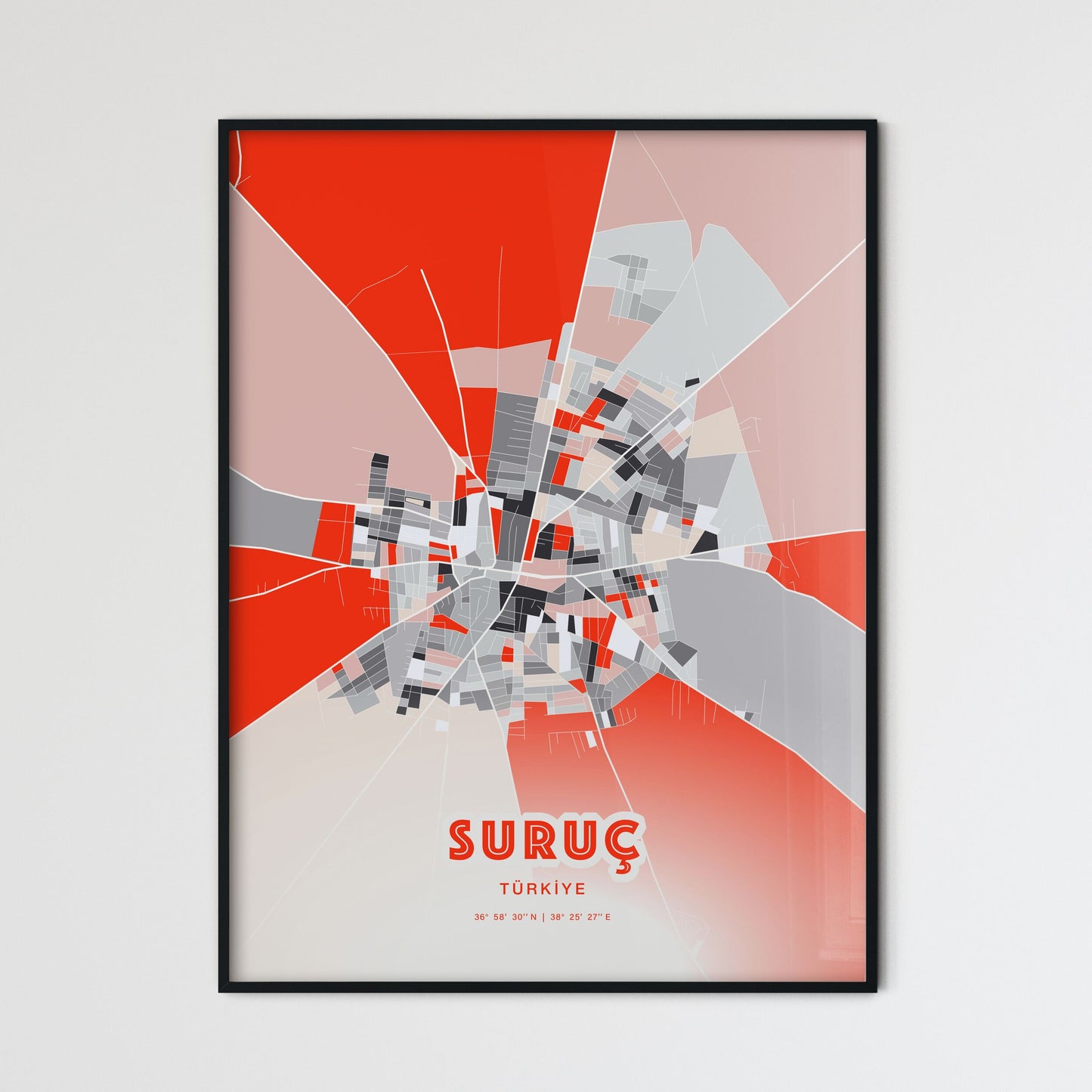 Colorful SURUÇ TURKEY Fine Art Map Modern