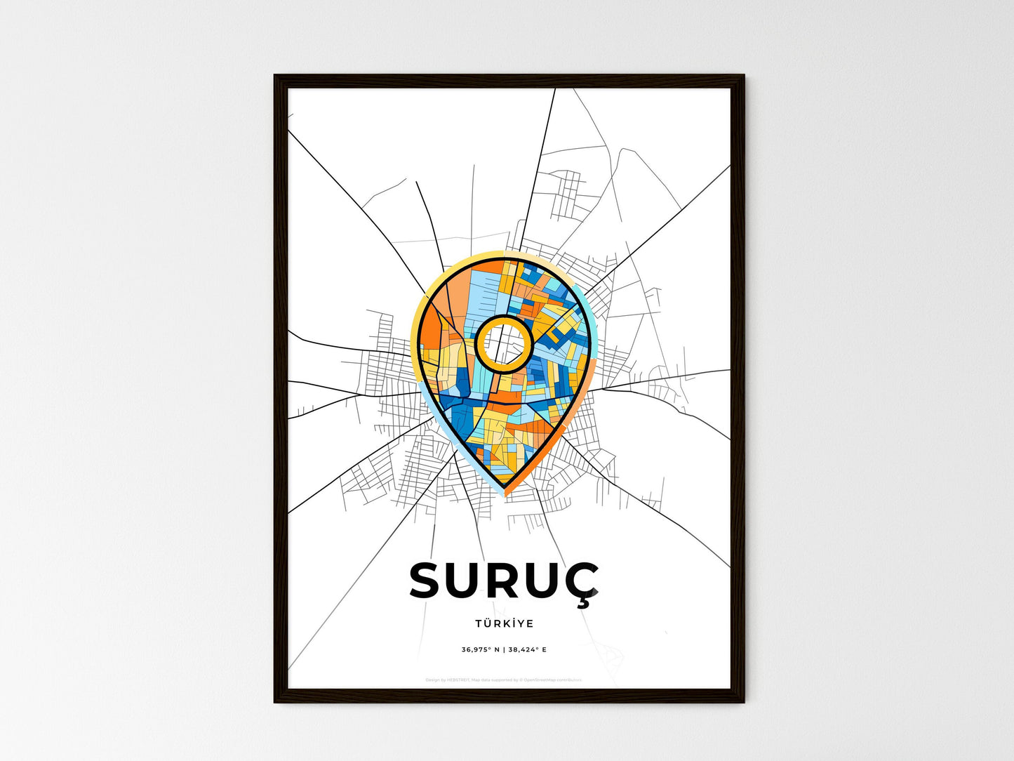 Suruç Turkey wedding art map with pointer icon