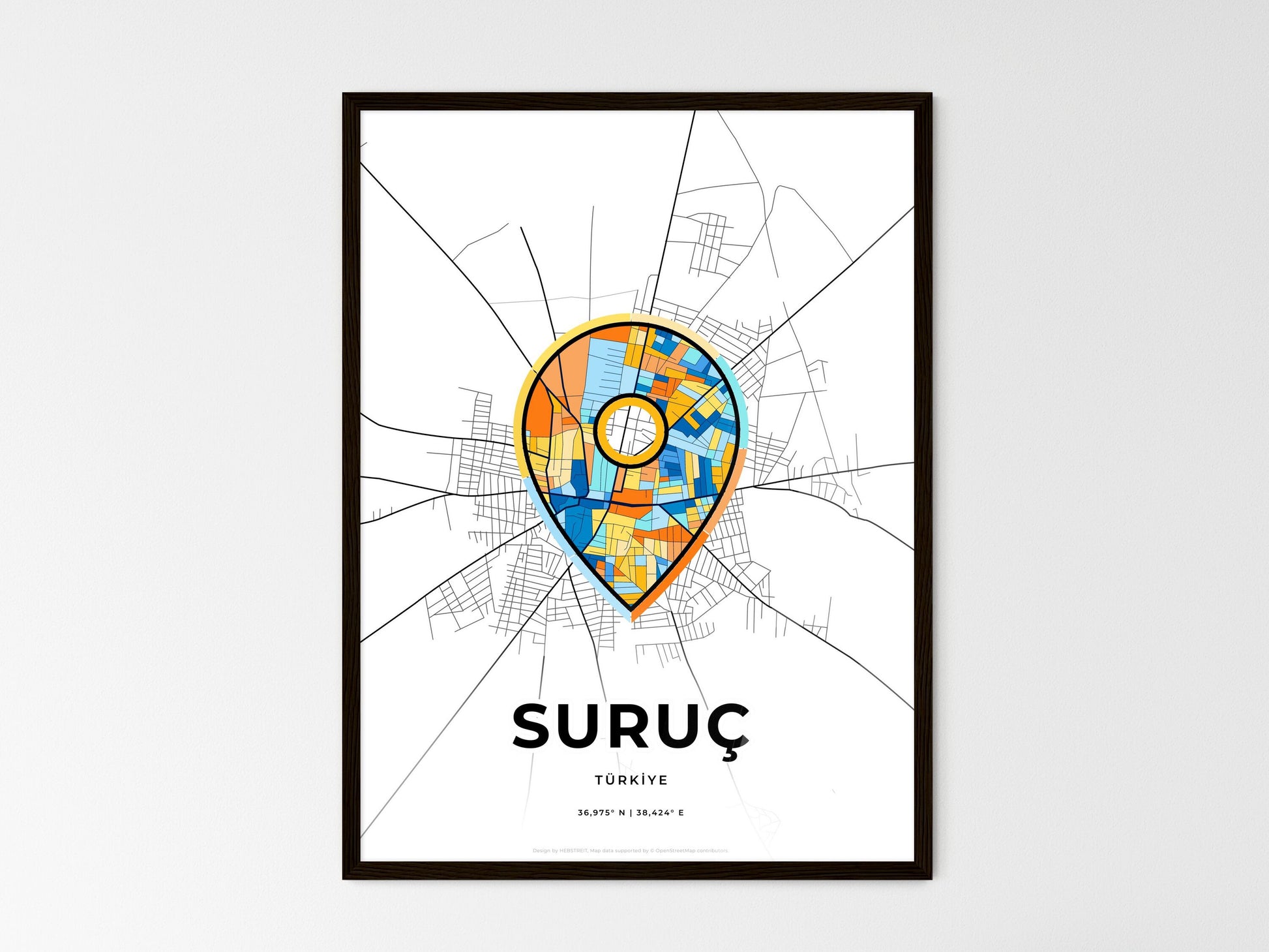 Suruç Turkey wedding art map with pointer icon