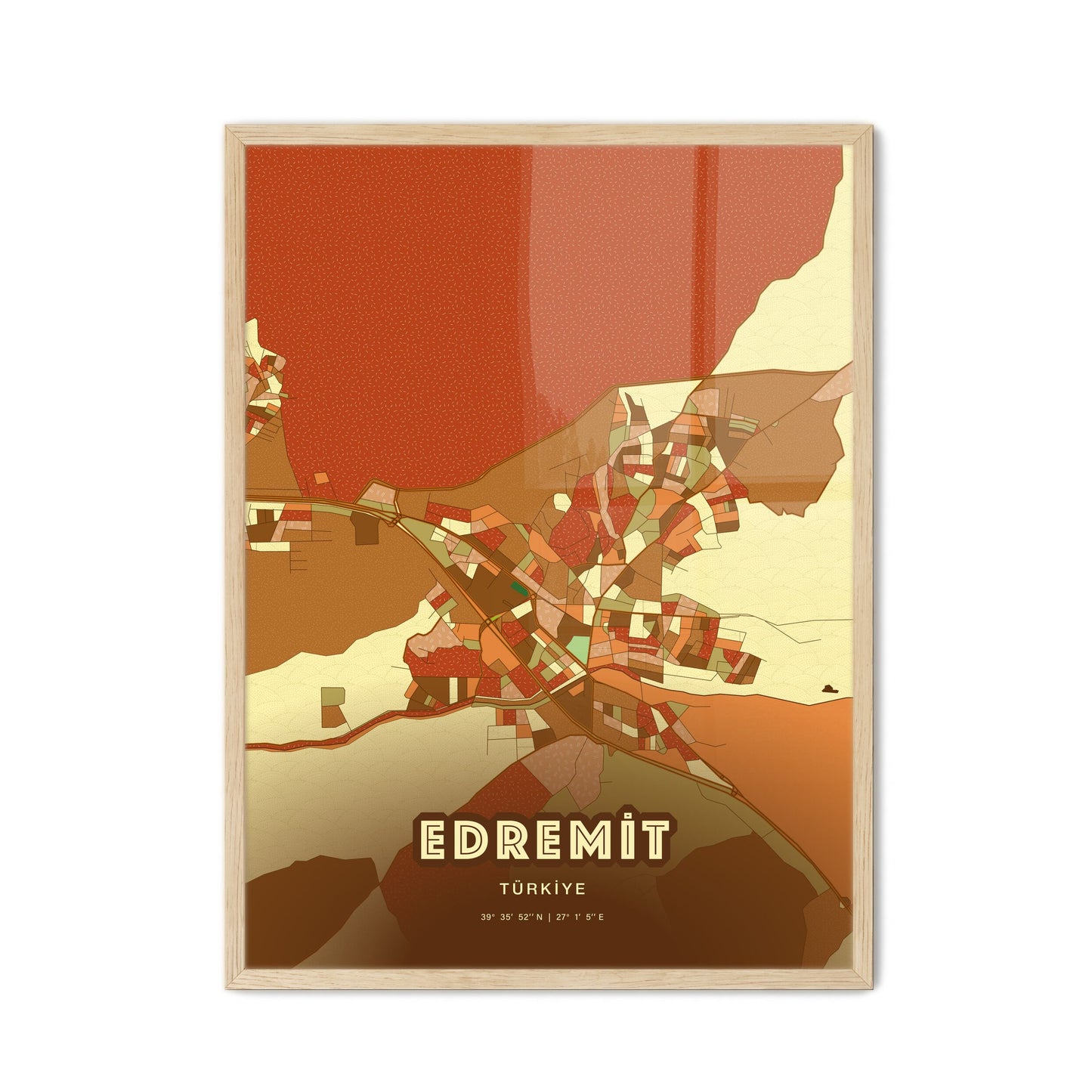 Colorful EDREMIT TURKEY Fine Art Map Farmhouse