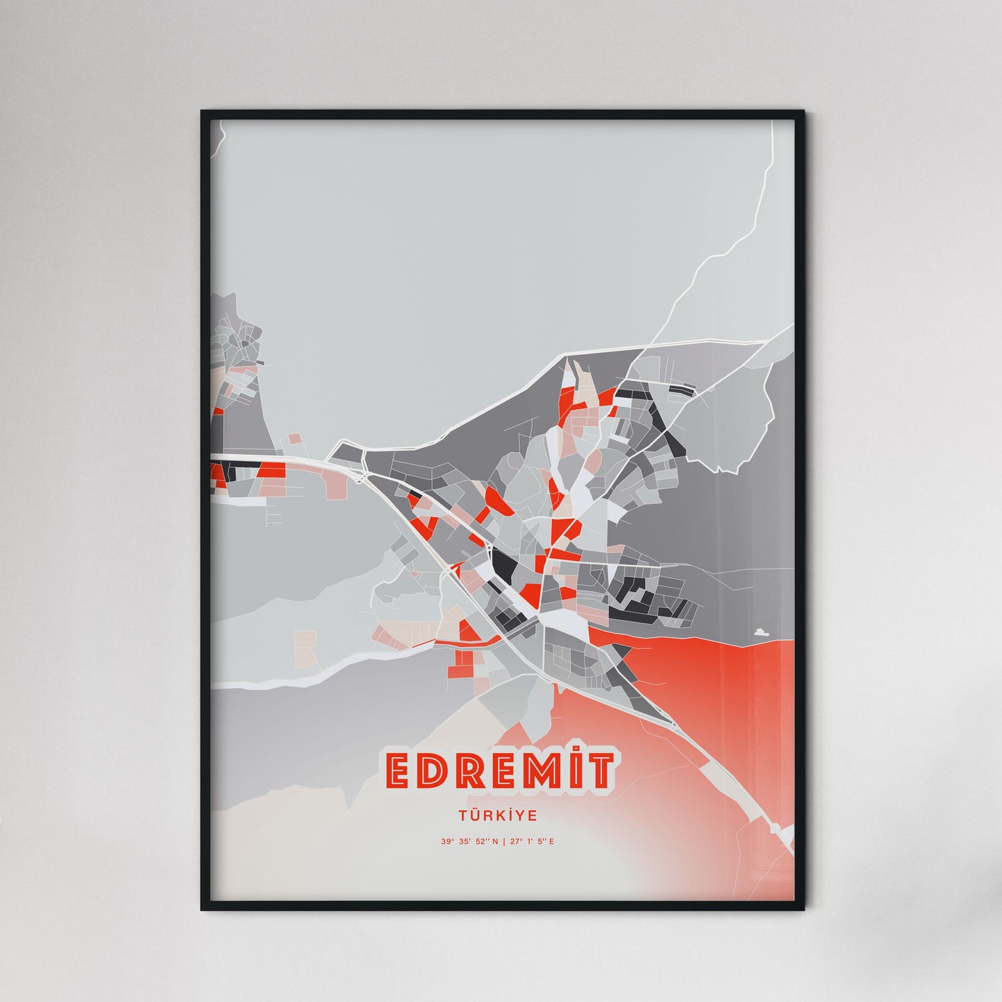 Colorful EDREMIT TURKEY Fine Art Map Modern