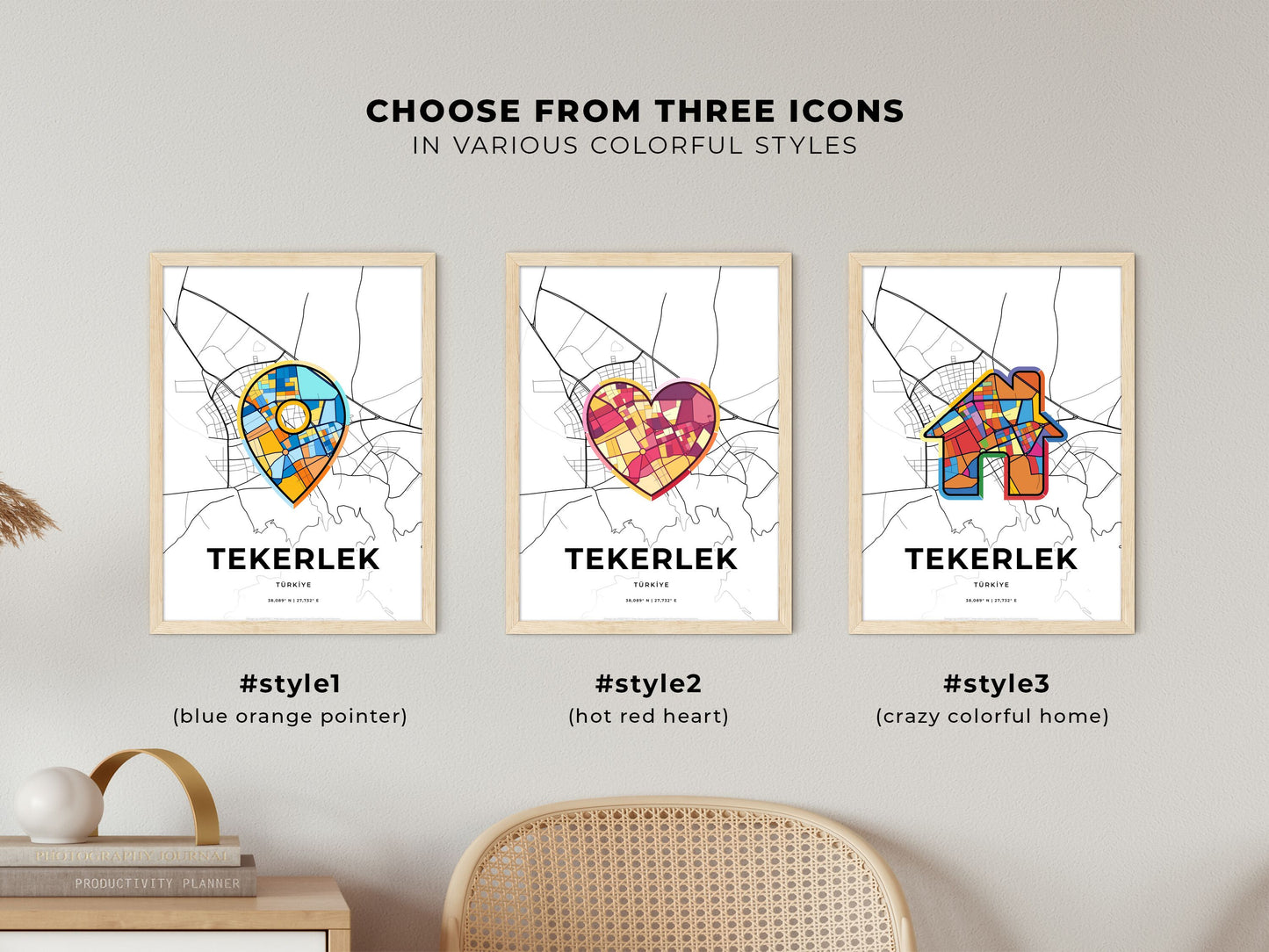 Tire Turkey maps with colorful icons