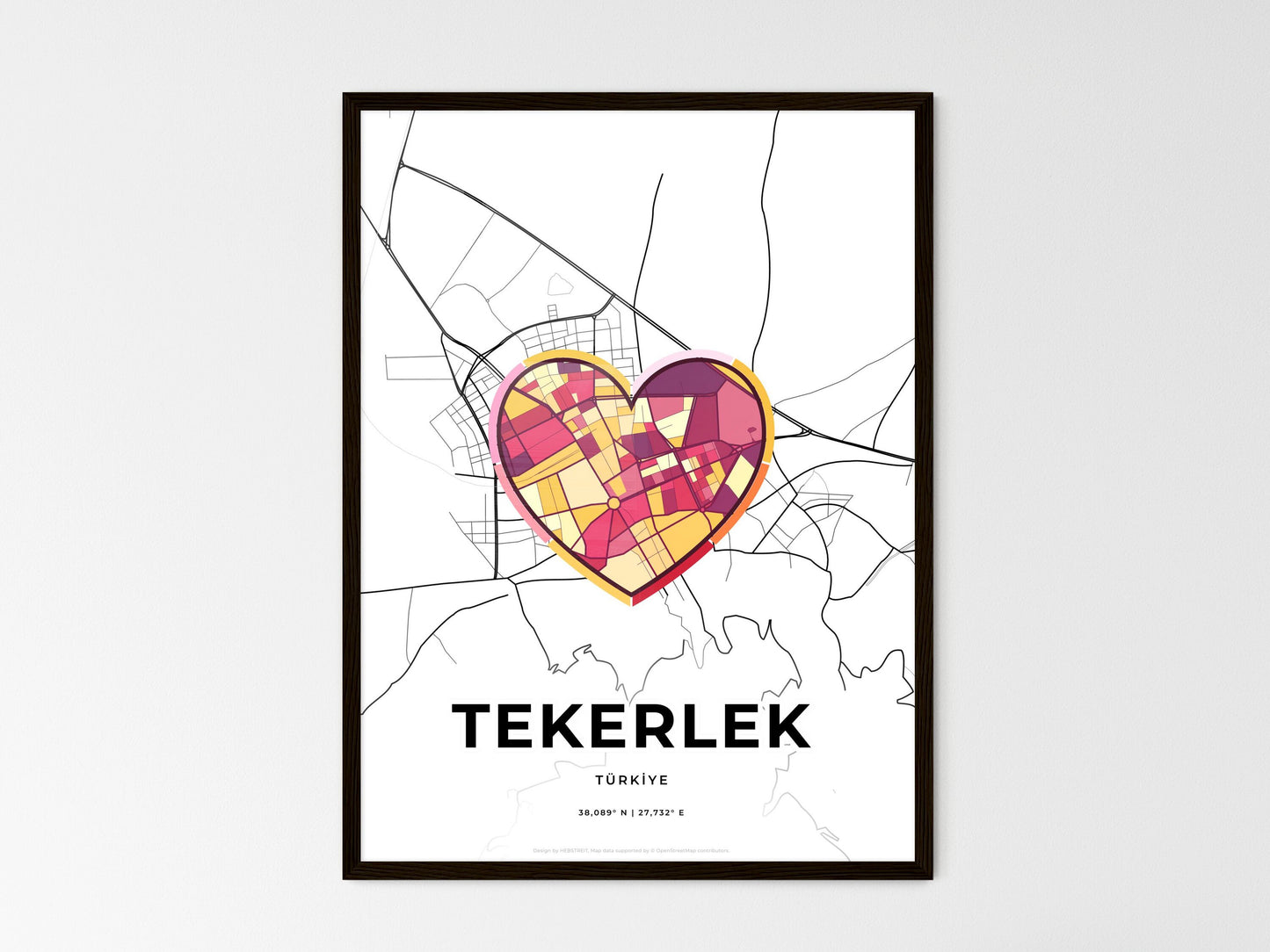 Tire Turkey wedding art map with heart icon