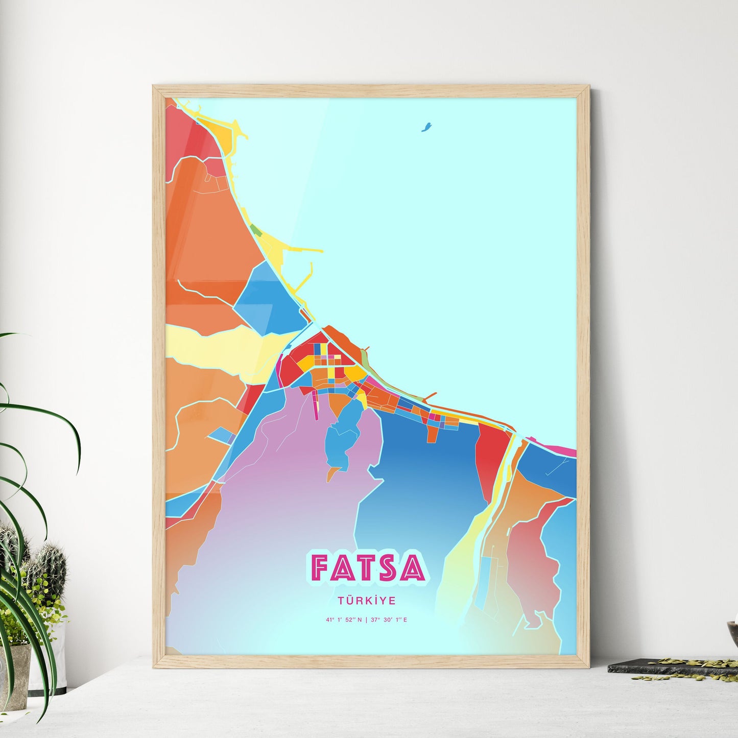 Colorful FATSA TURKEY Fine Art Map Crazy Colors