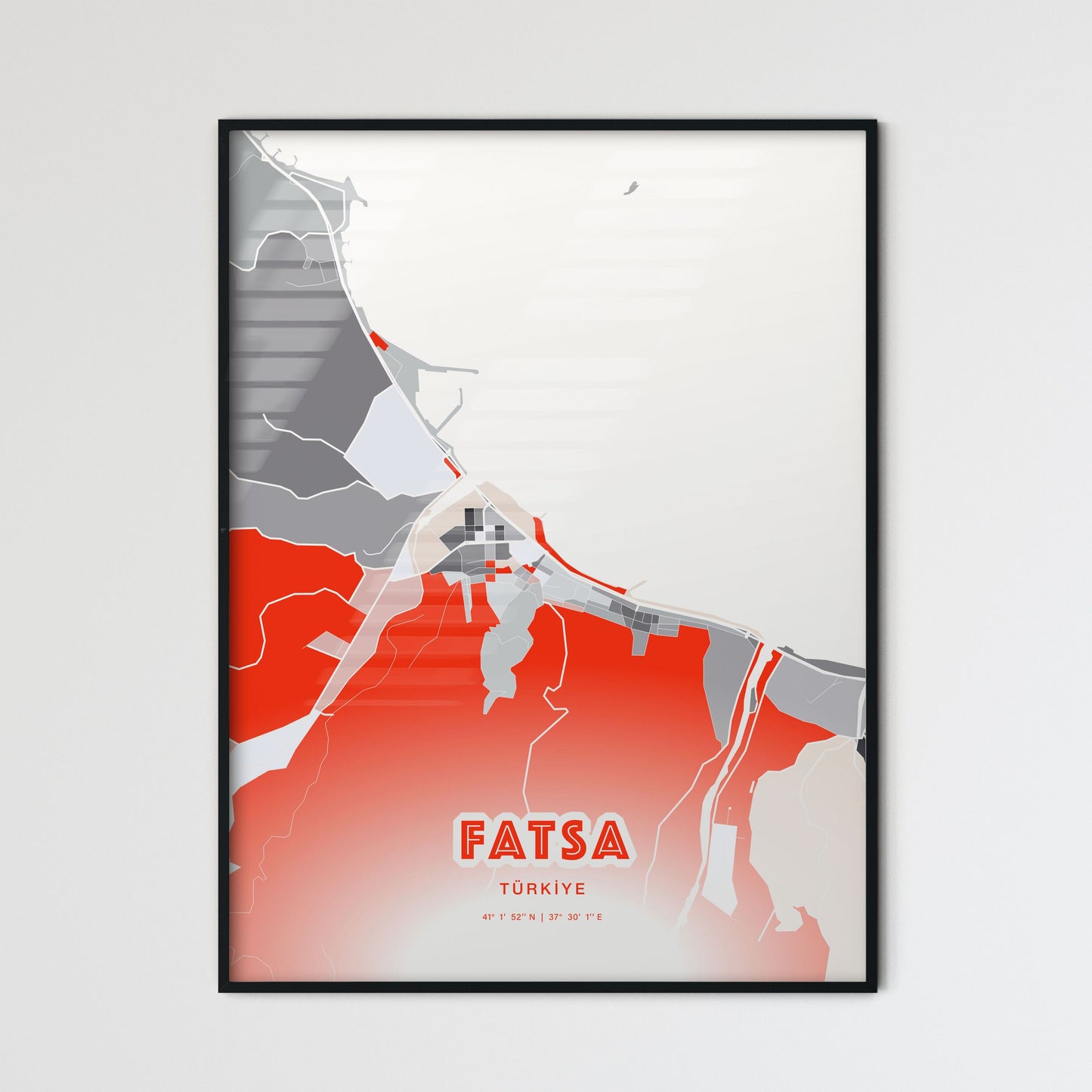 Colorful FATSA TURKEY Fine Art Map Modern