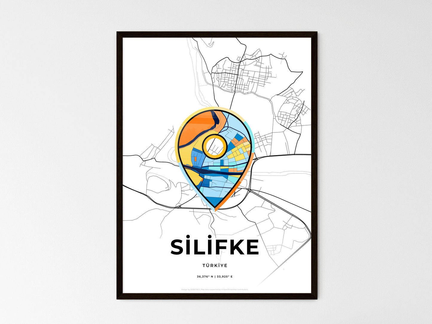 Silifke Turkey wedding art map with pointer icon