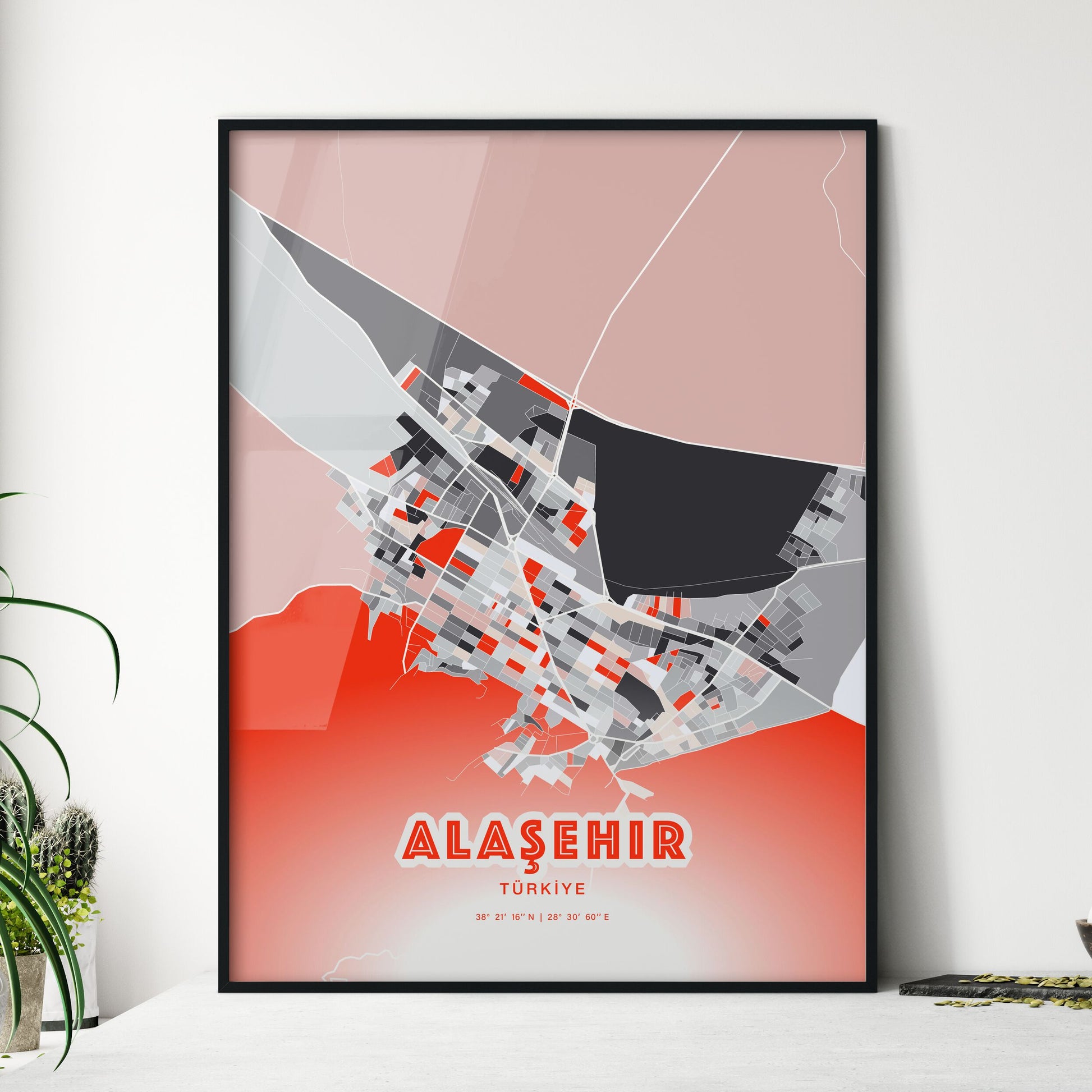 Colorful ALAŞEHIR TURKEY Fine Art Map Modern