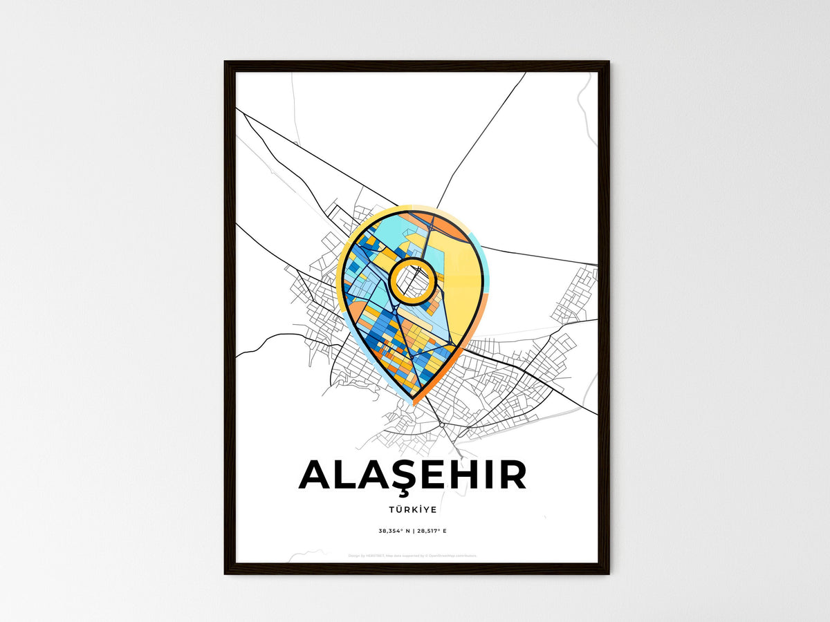 Alaşehir Turkey wedding art map with pointer icon