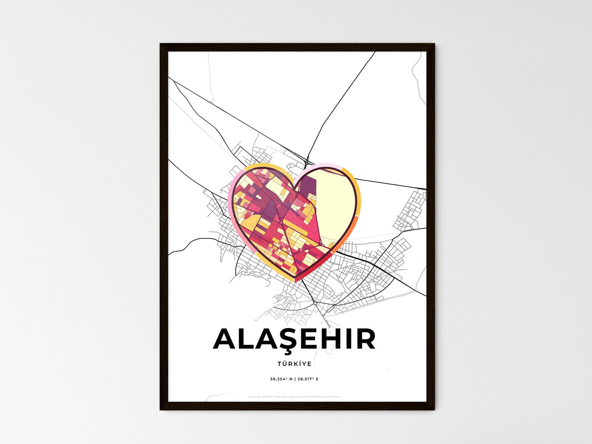 Alaşehir Turkey wedding art map with heart icon
