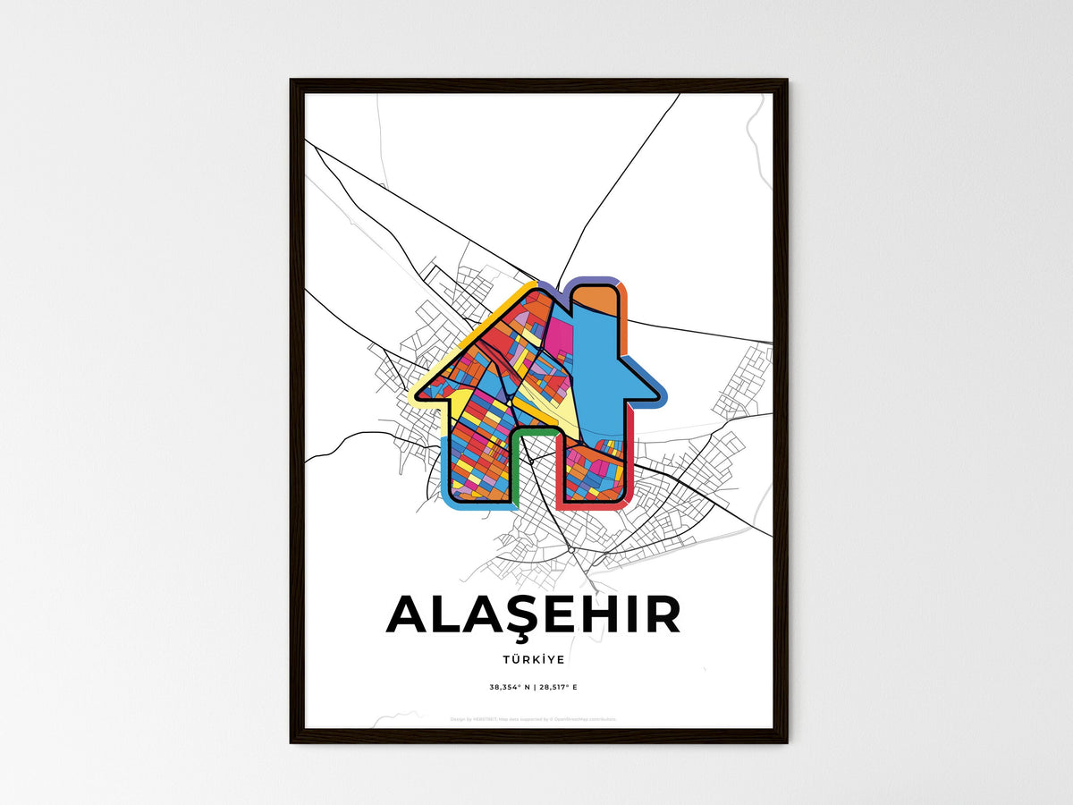 Alaşehir Turkey wedding art map with home icon