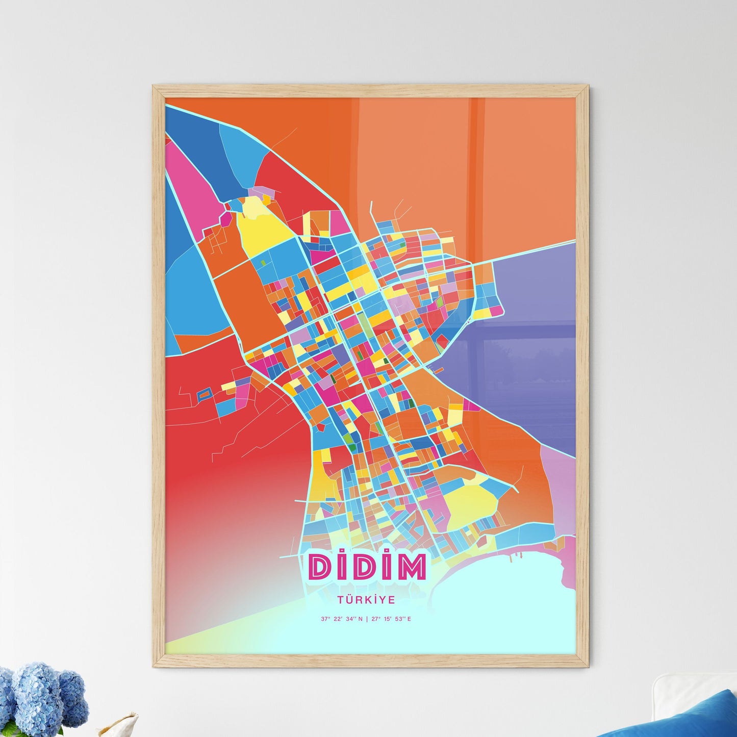 Colorful DIDIM TURKEY Fine Art Map Crazy Colors