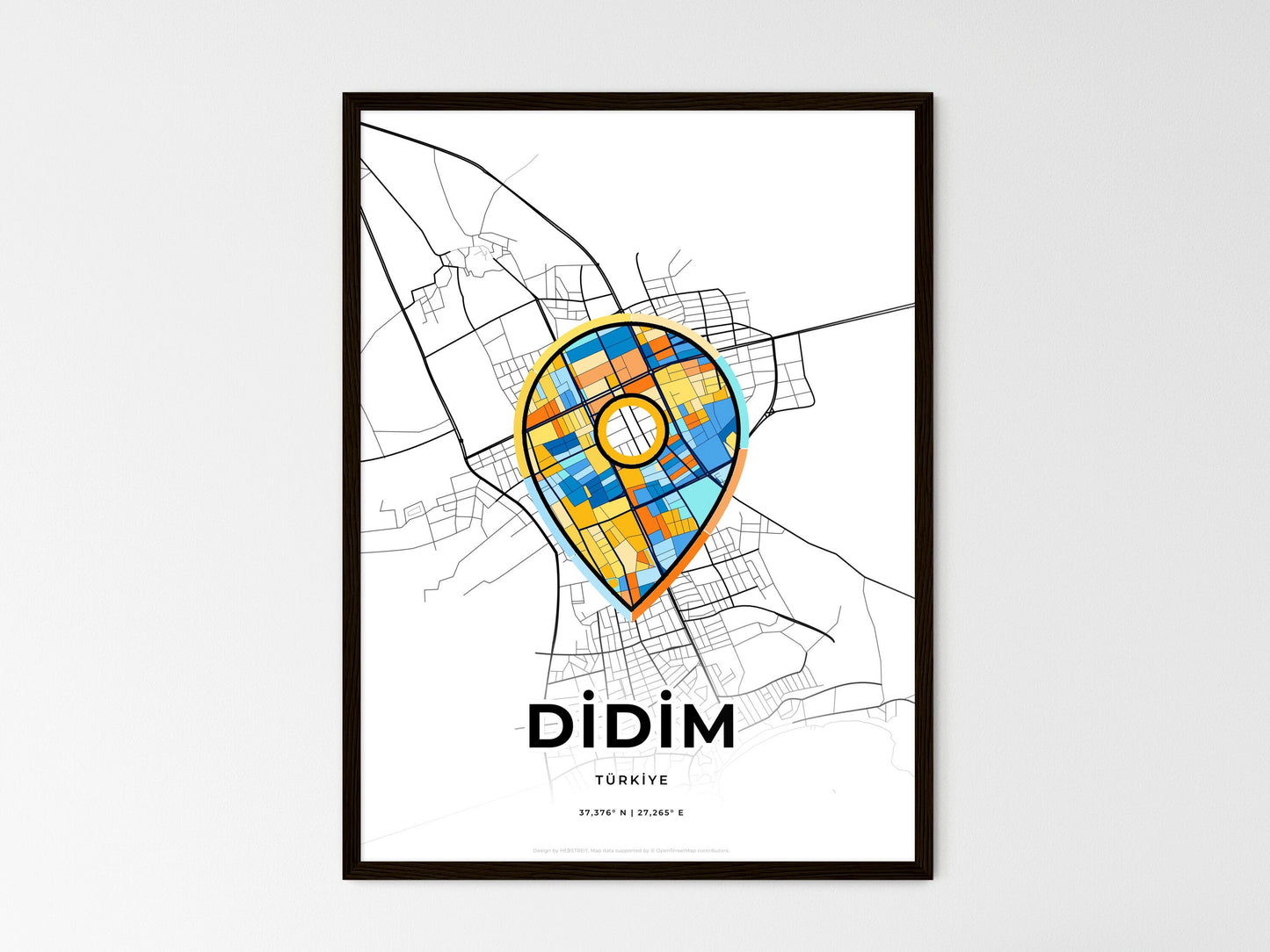 Didim Turkey wedding art map with pointer icon