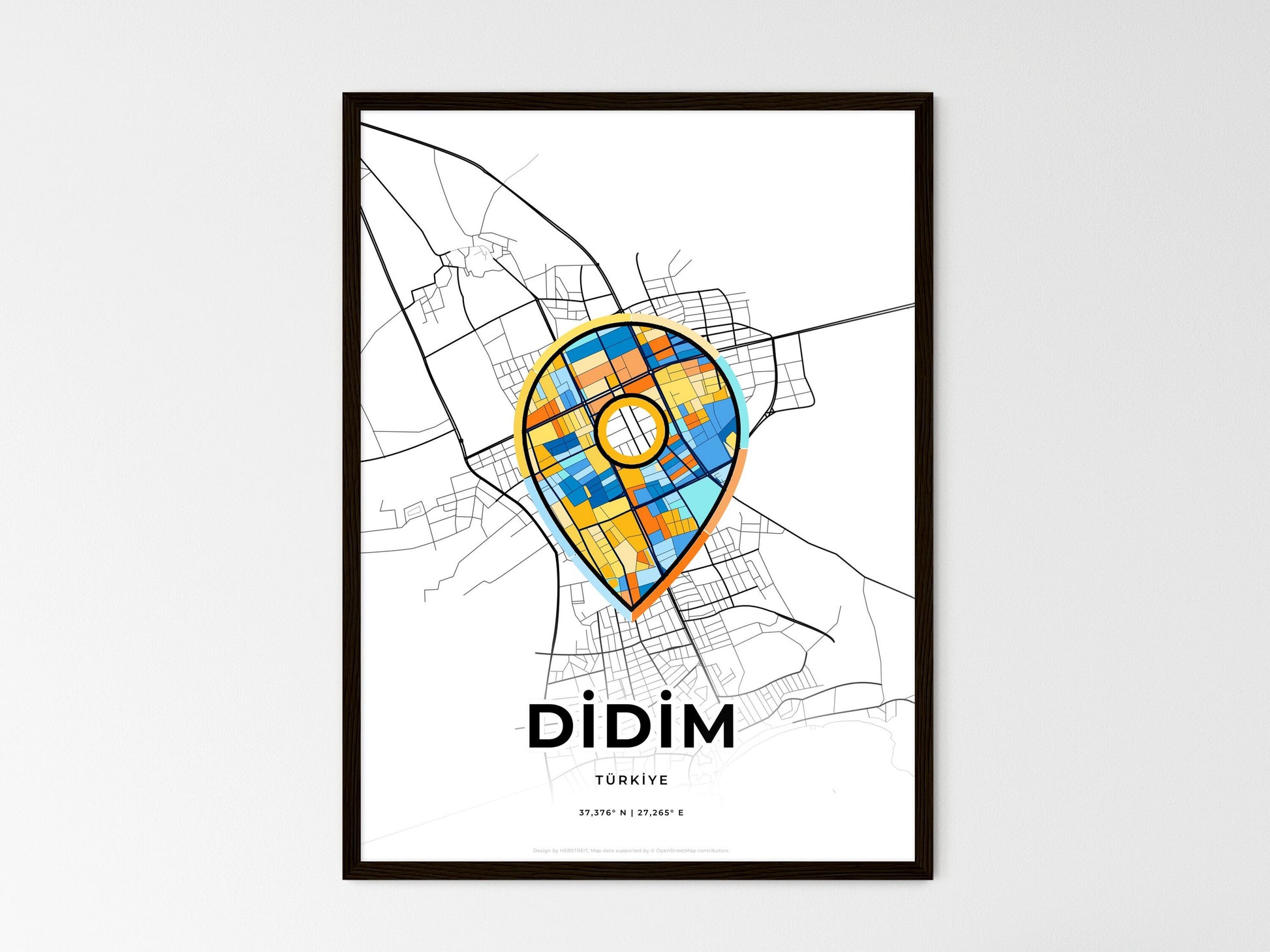 Didim Turkey wedding art map with pointer icon