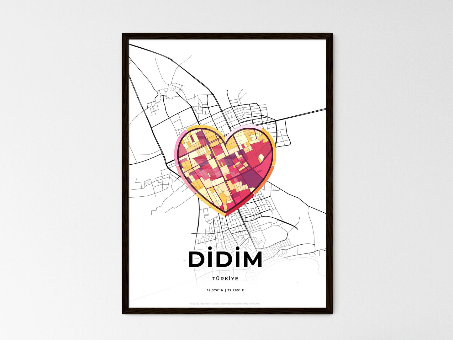 Didim Turkey wedding art map with heart icon