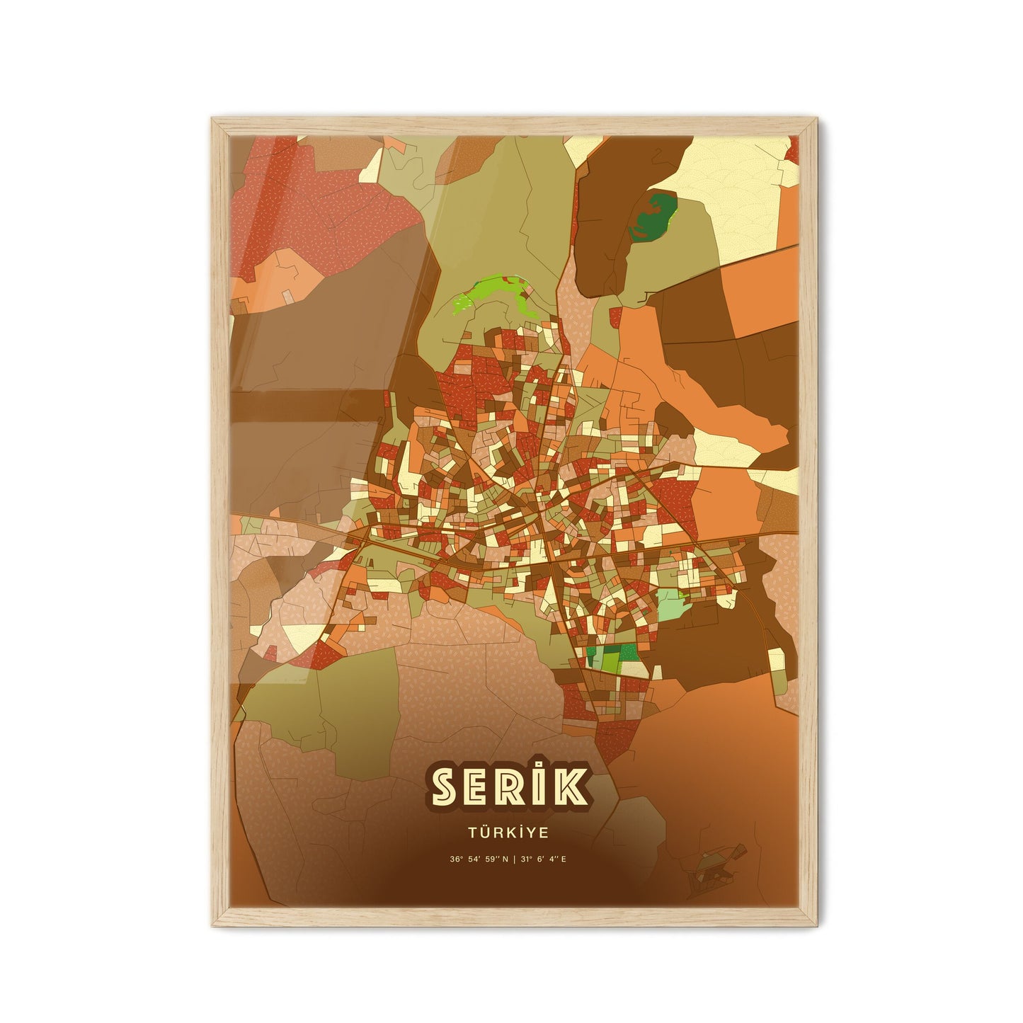 Colorful SERIK TURKEY Fine Art Map Farmhouse