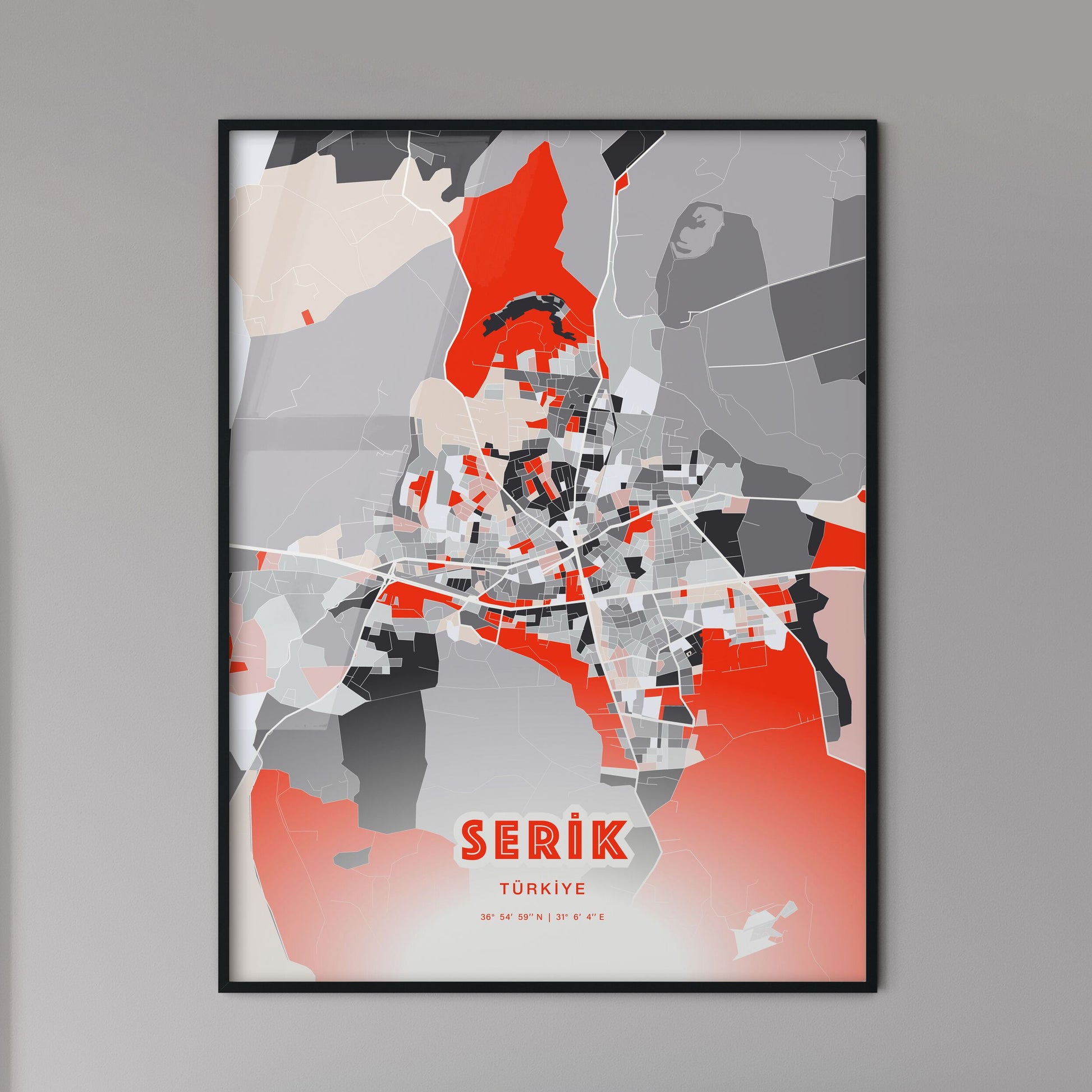 Colorful SERIK TURKEY Fine Art Map Modern