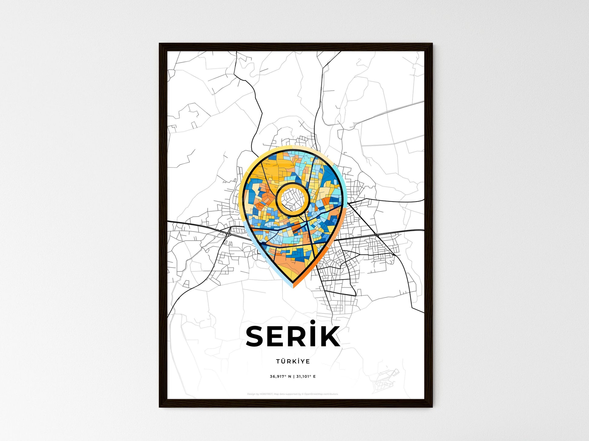 Serik Turkey wedding art map with pointer icon