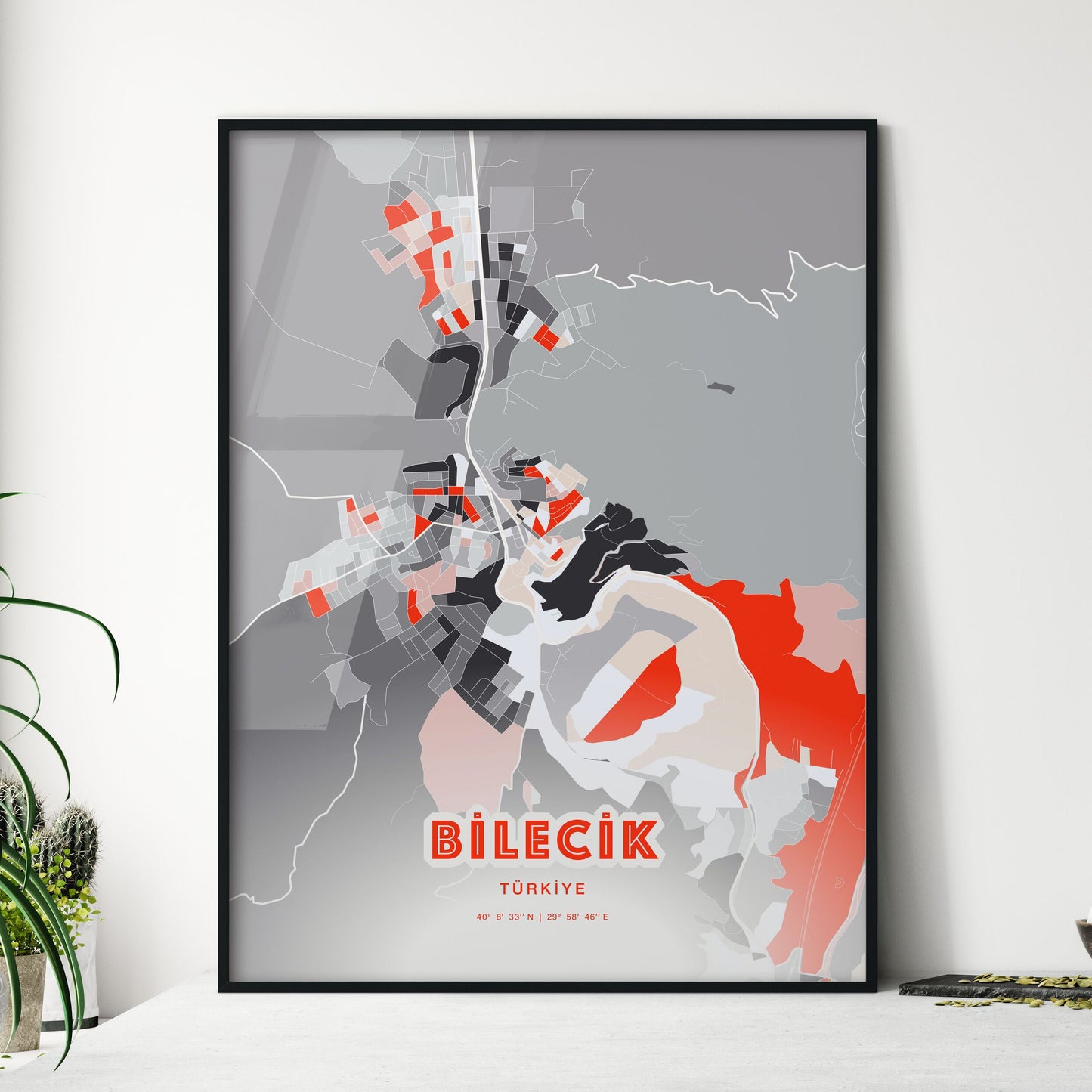 Colorful BILECIK TURKEY Fine Art Map Modern