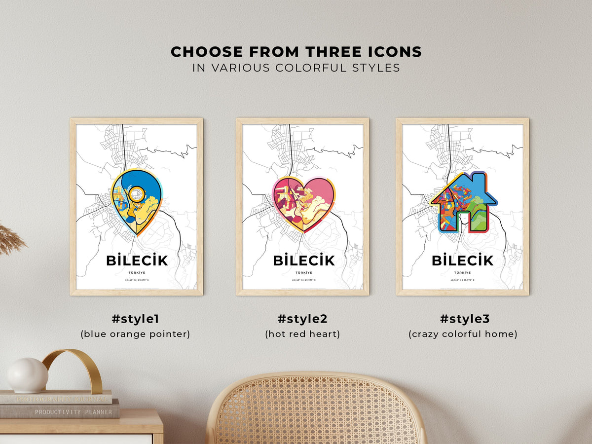 Bilecik Turkey maps with colorful icons