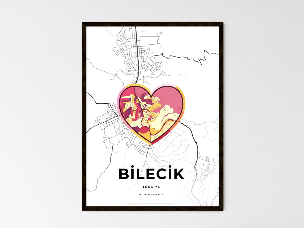 Bilecik Turkey wedding art map with heart icon
