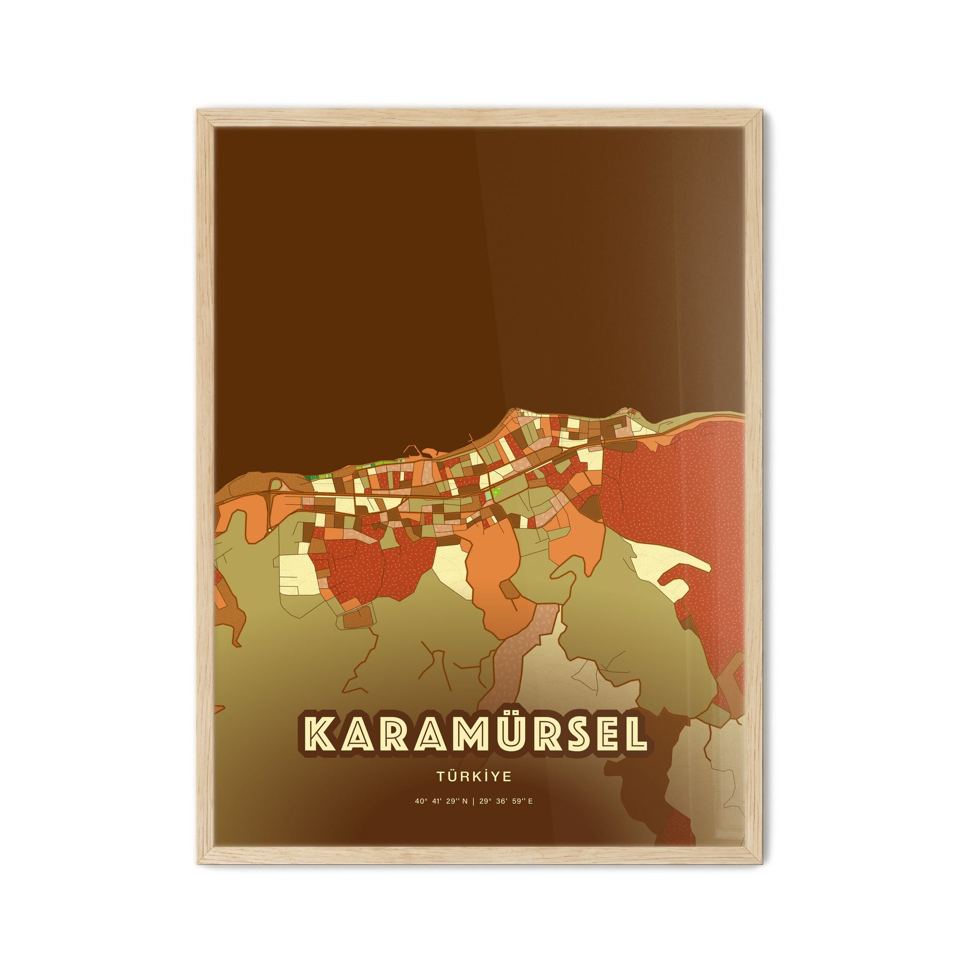 Colorful KARAMÜRSEL TURKEY Fine Art Map Farmhouse