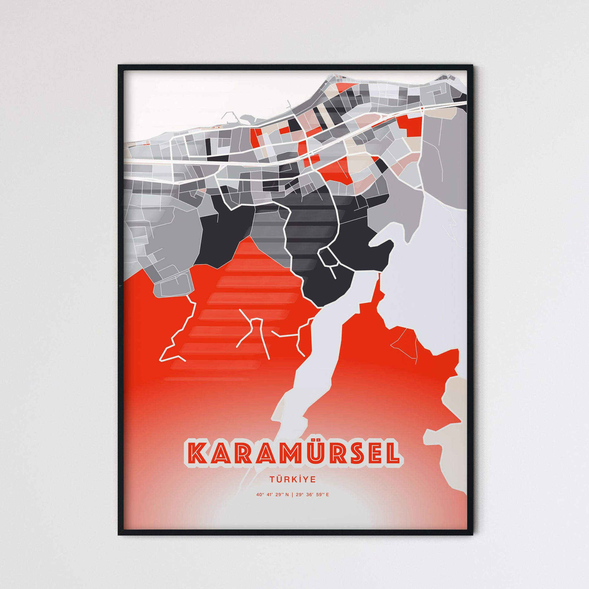 Colorful KARAMÜRSEL TURKEY Fine Art Map Modern