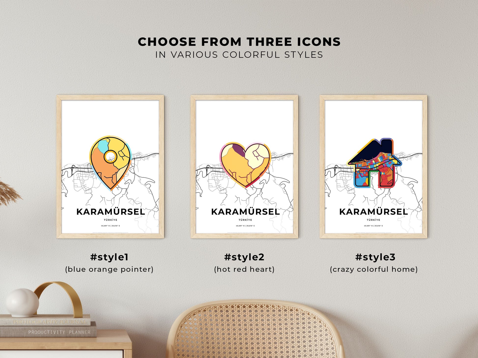 Karamürsel Turkey maps with colorful icons