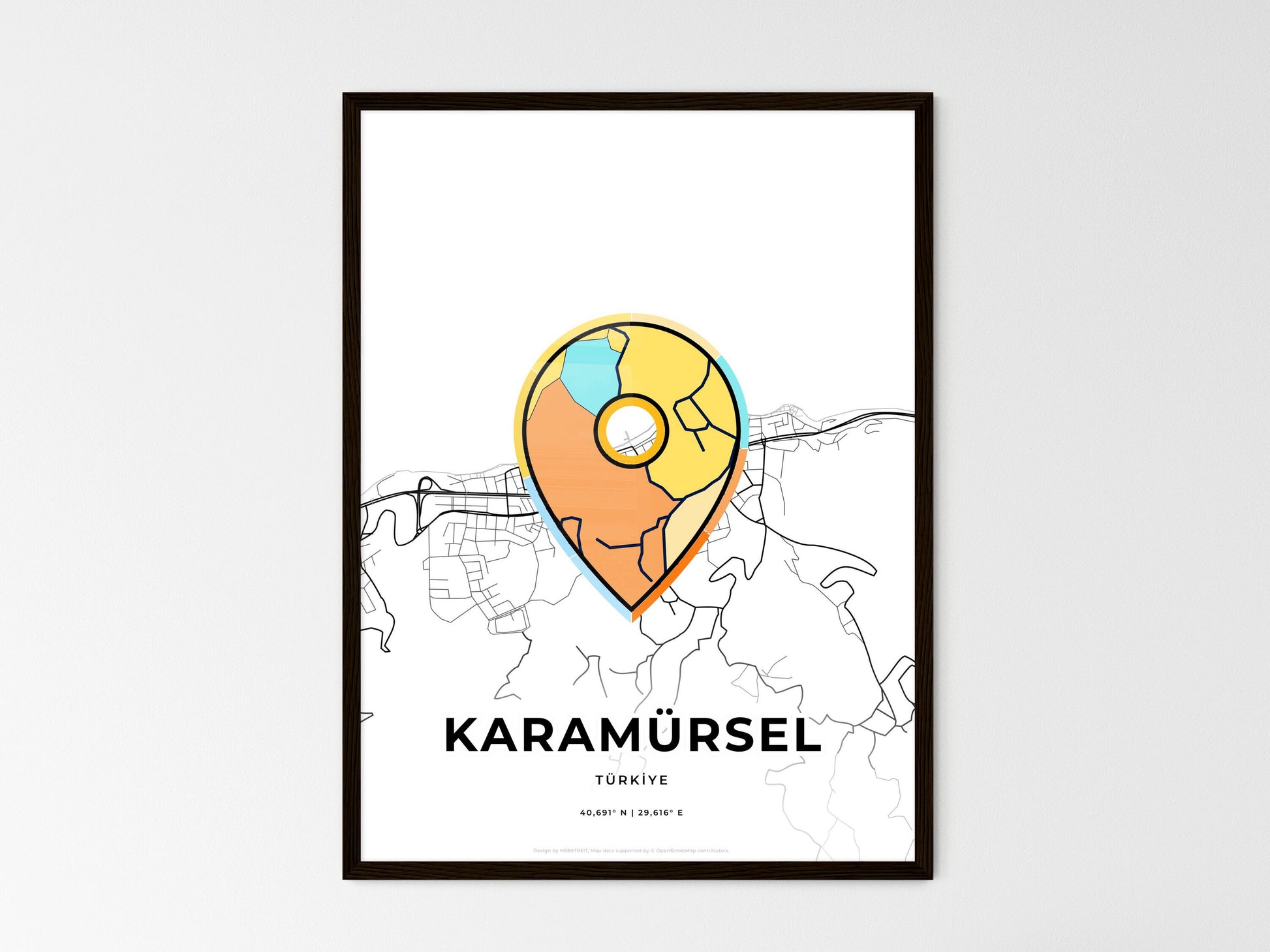 Karamürsel Turkey wedding art map with pointer icon