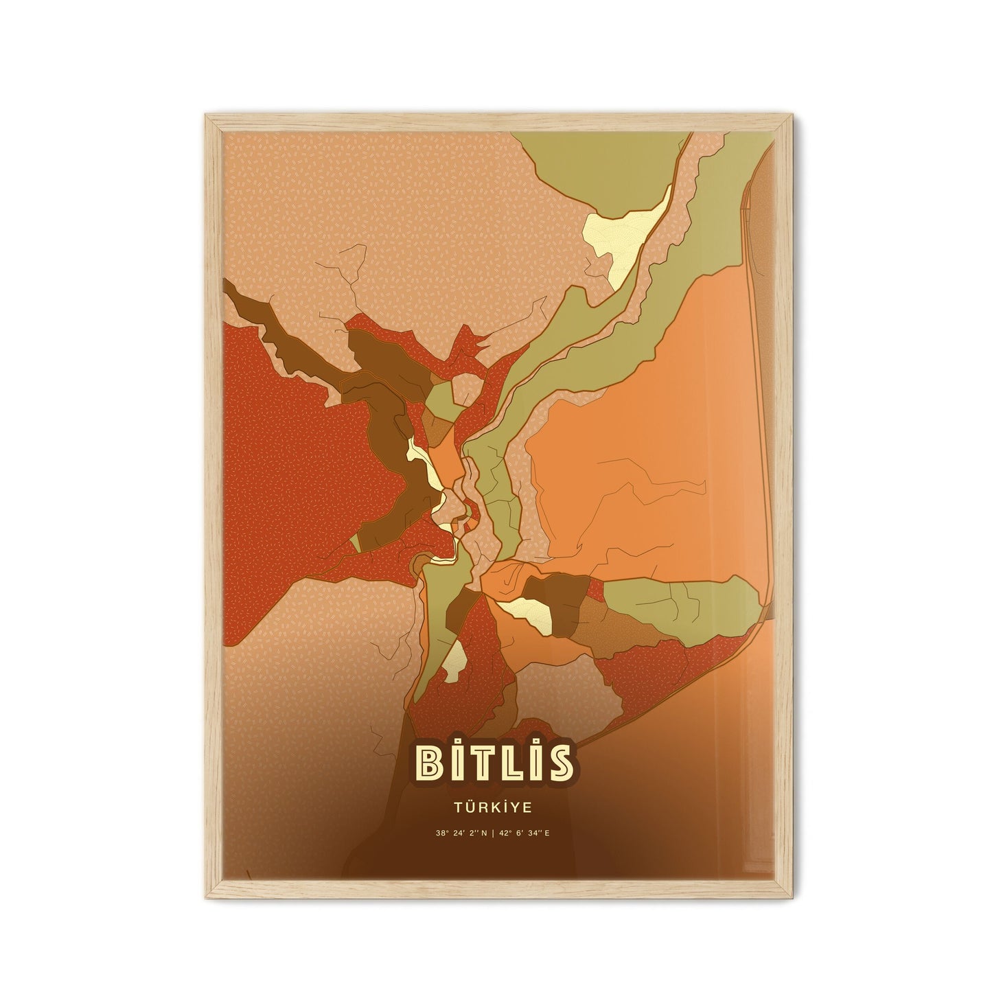 Colorful BITLIS TURKEY Fine Art Map Farmhouse