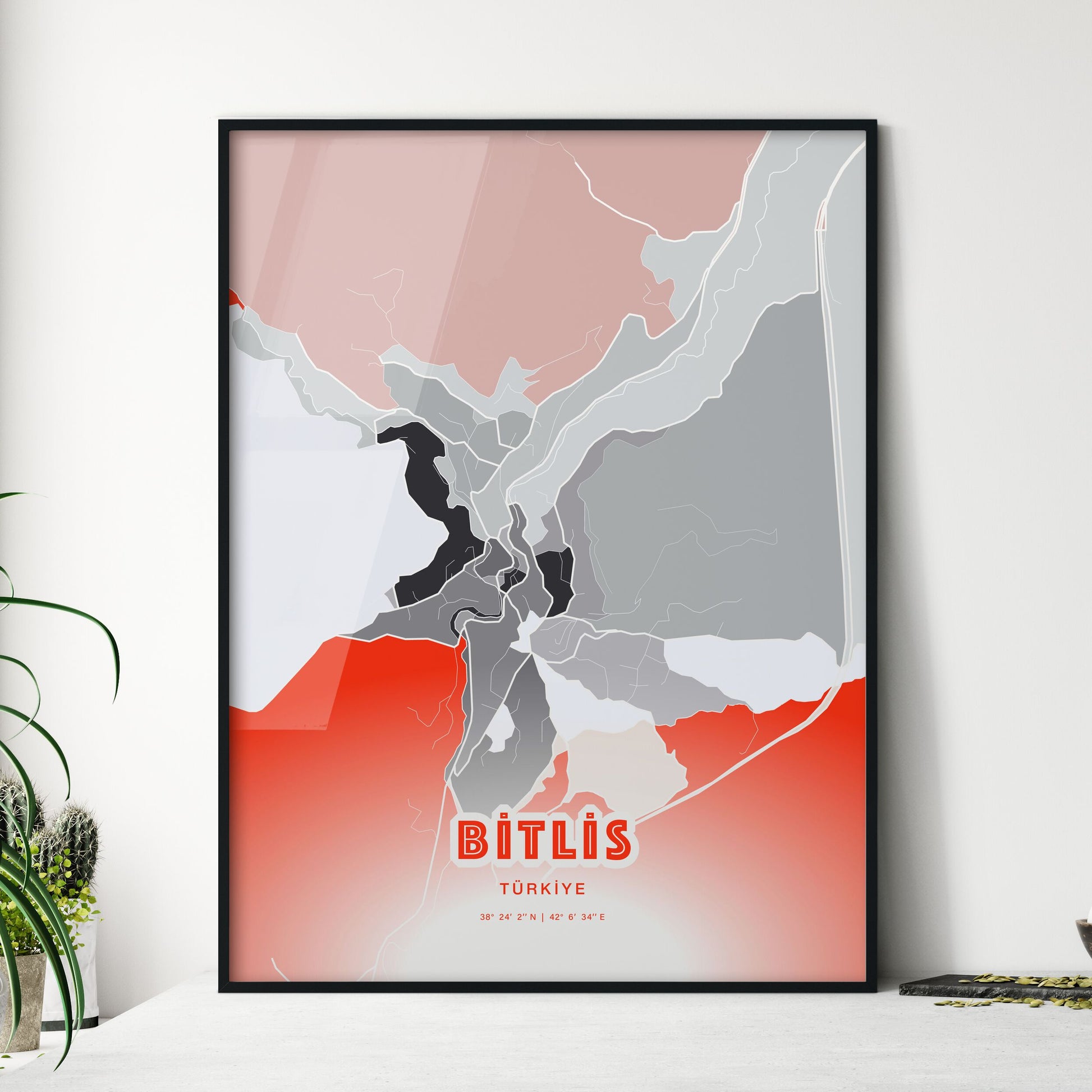 Colorful BITLIS TURKEY Fine Art Map Modern